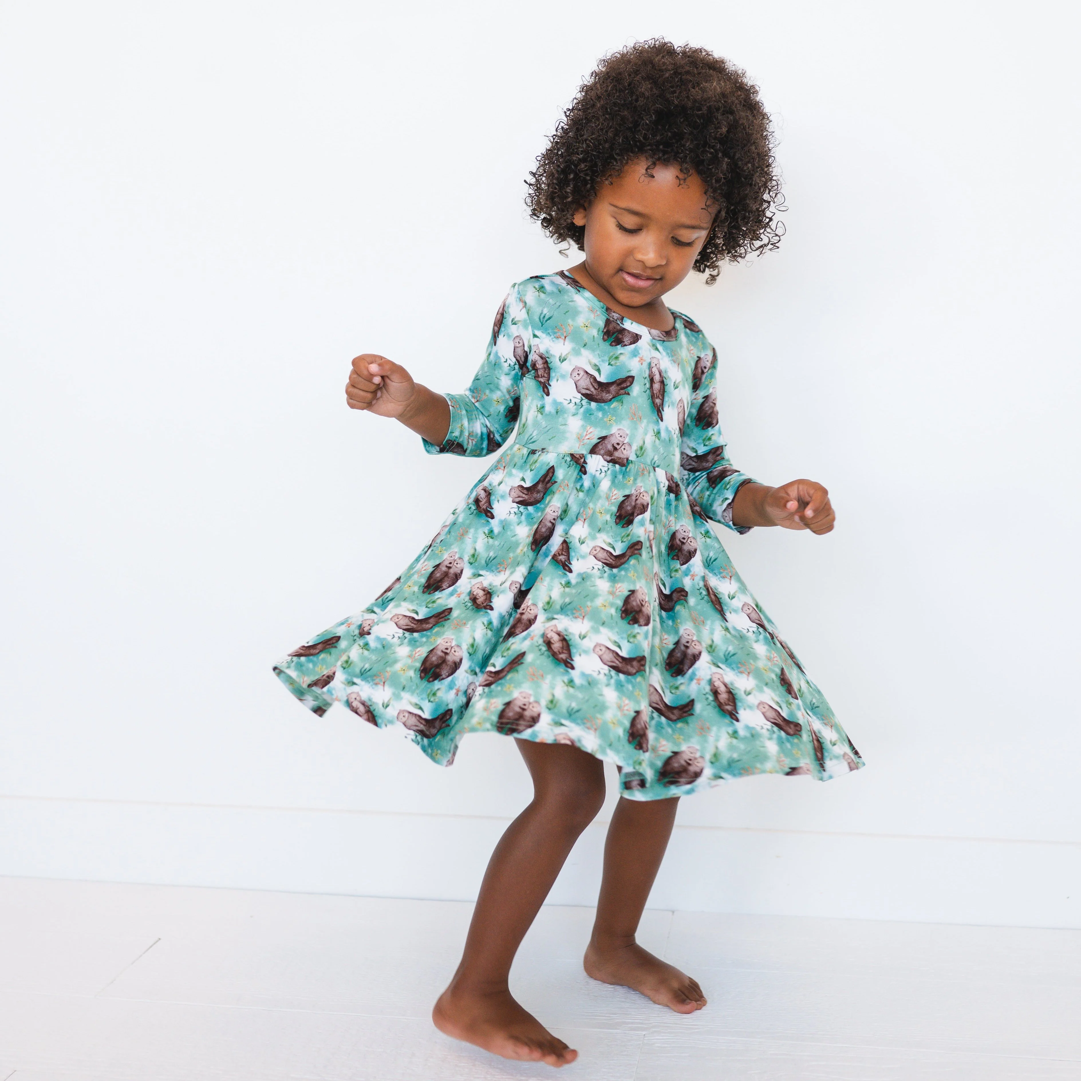 3/4 Sleeve Dress - Otters - Luxe Bamboo