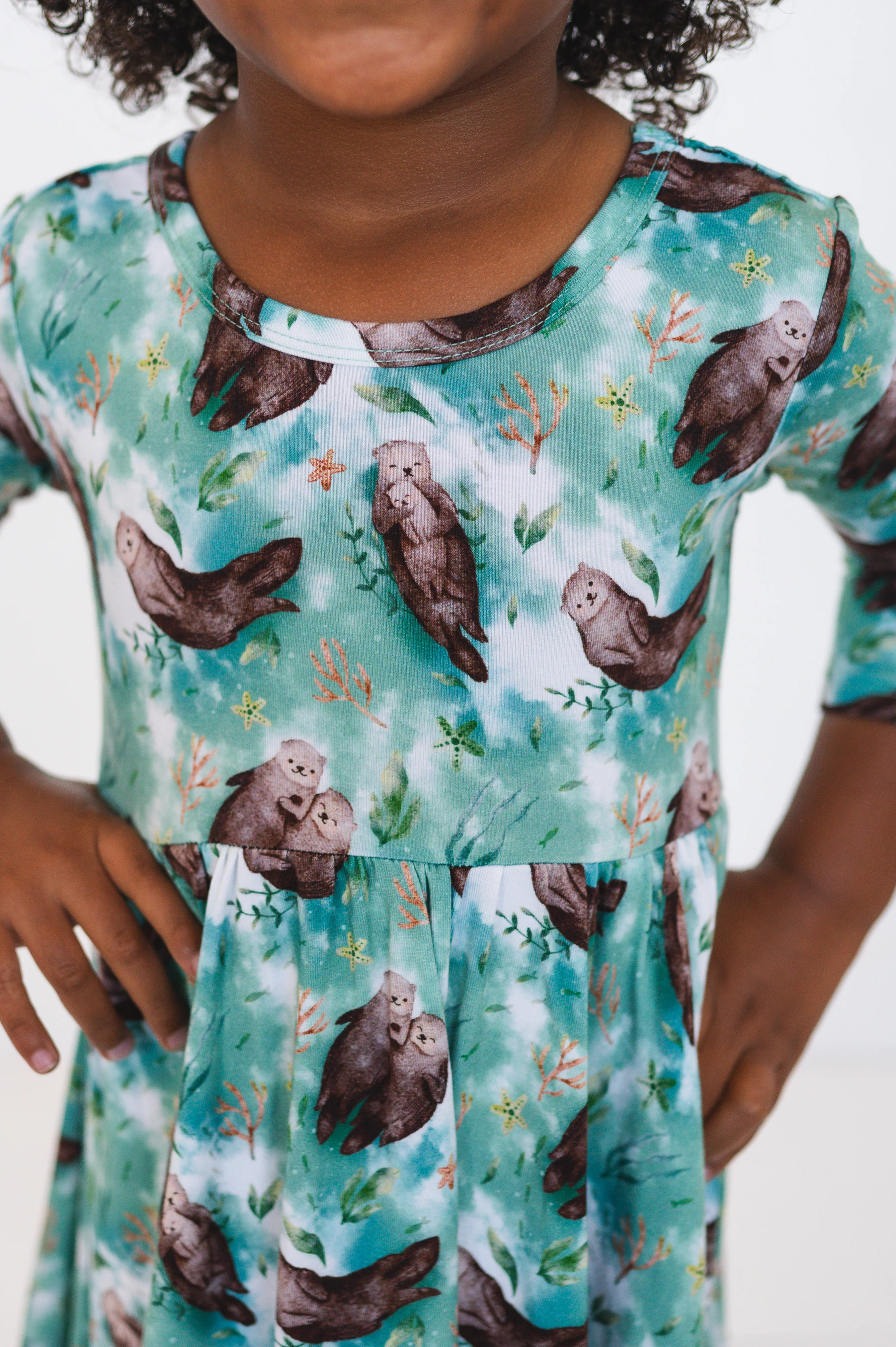 3/4 Sleeve Dress - Otters - Luxe Bamboo - Image 2