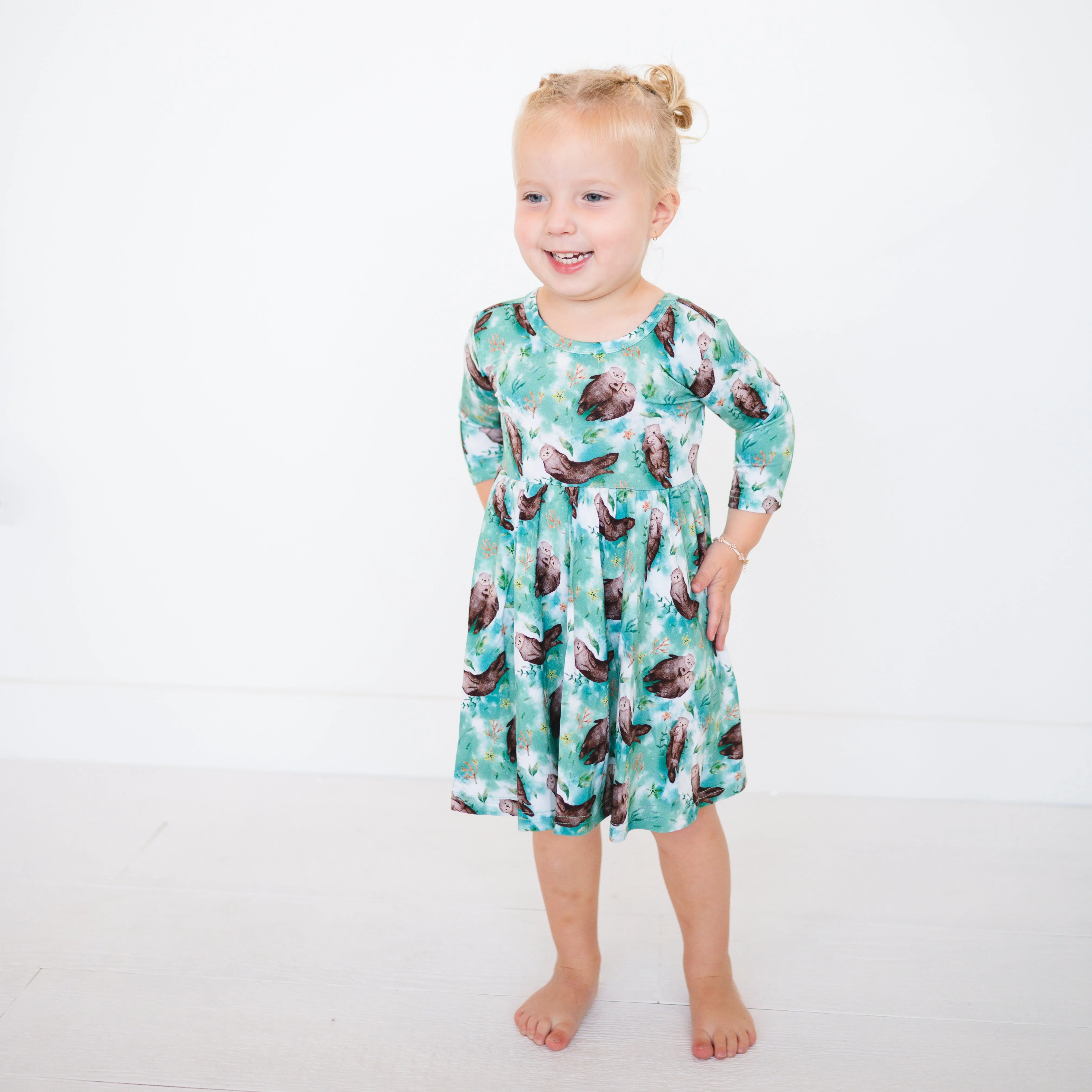 3/4 Sleeve Dress - Otters - Luxe Bamboo - Image 4