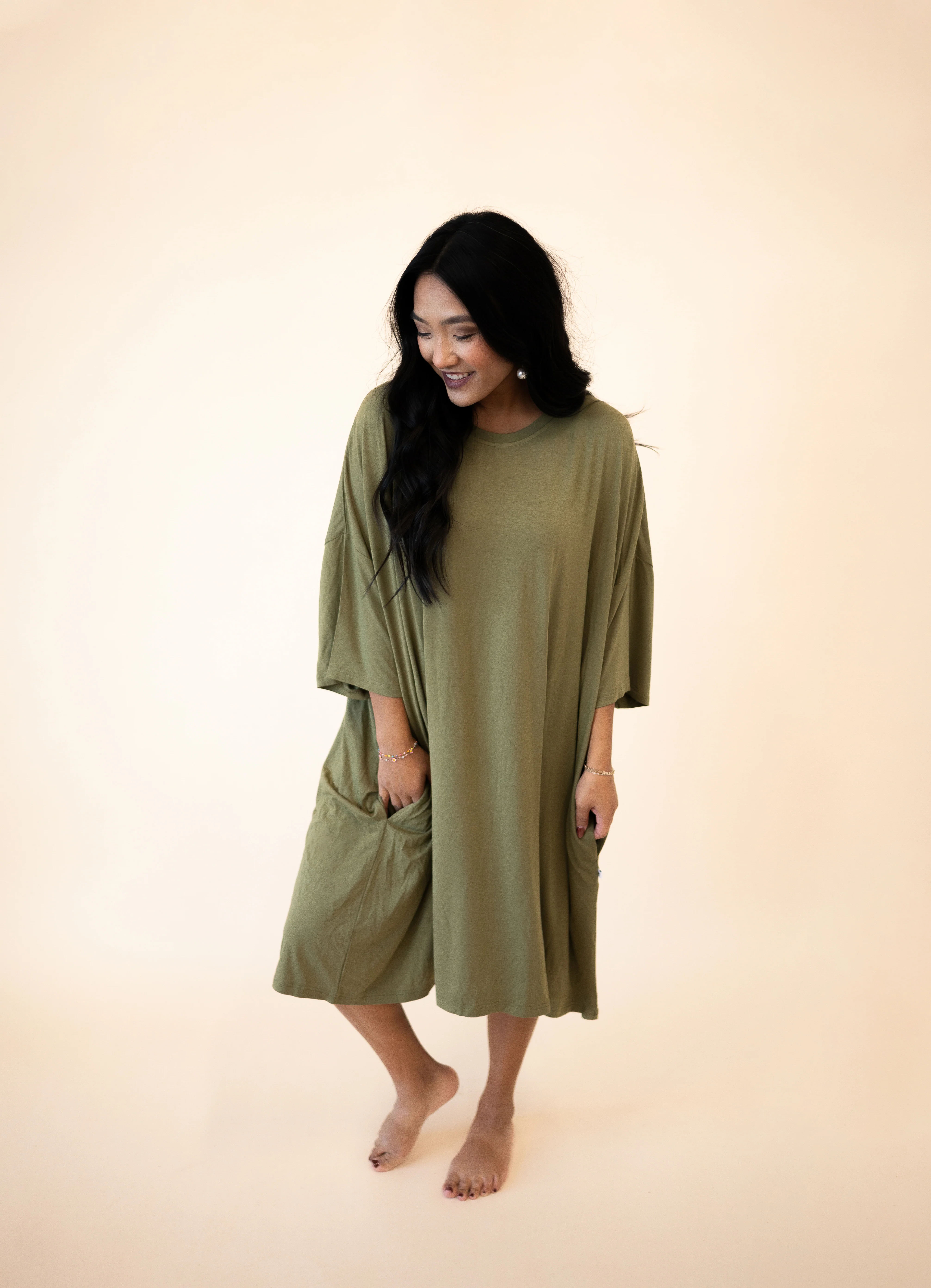 Adult Mega Sleep Tee - Olive - Ploom Collective - Tencel Modal - Image 3