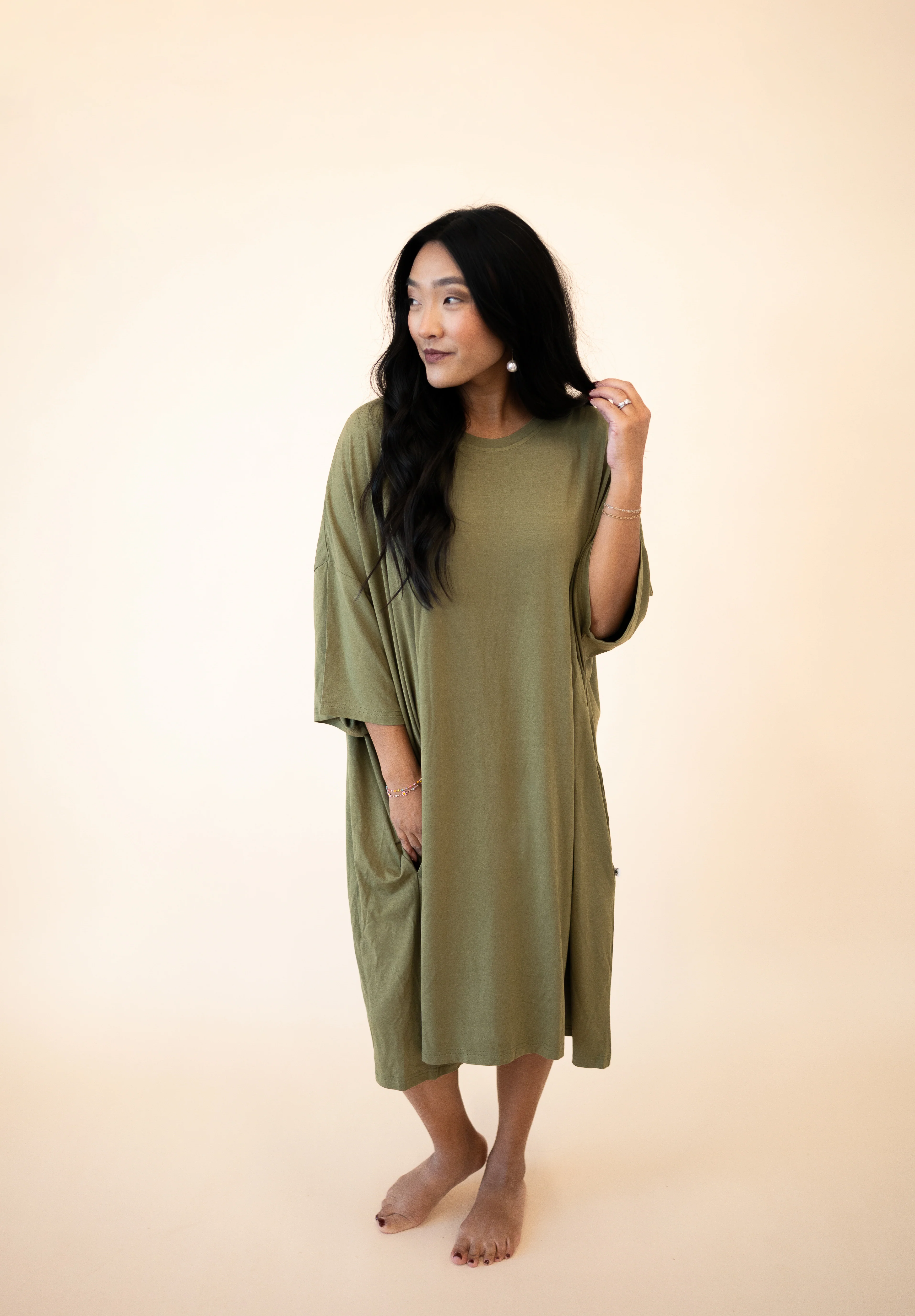 Adult Mega Sleep Tee - Olive - Ploom Collective - Tencel Modal - Image 4