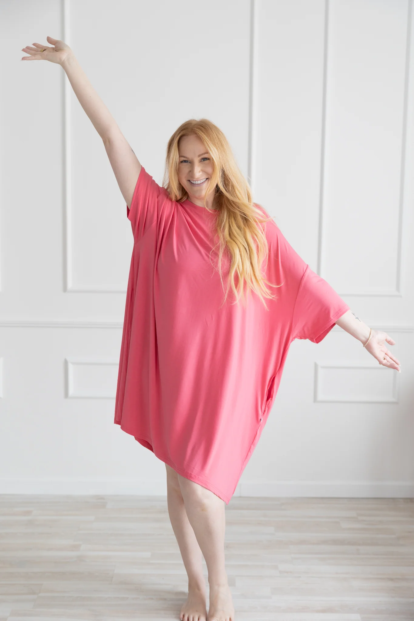 Adult Mega Sleep Tee - Pinky Pink - Ploom Collective - Tencel Modal - Image 4