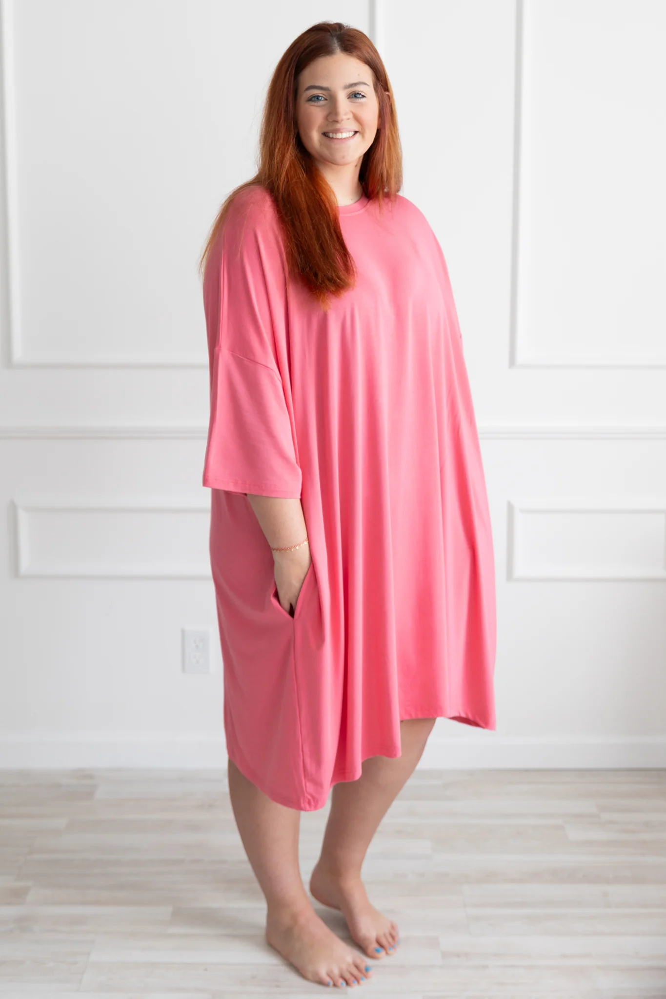 Adult Mega Sleep Tee - Pinky Pink - Ploom Collective - Tencel Modal - Image 6