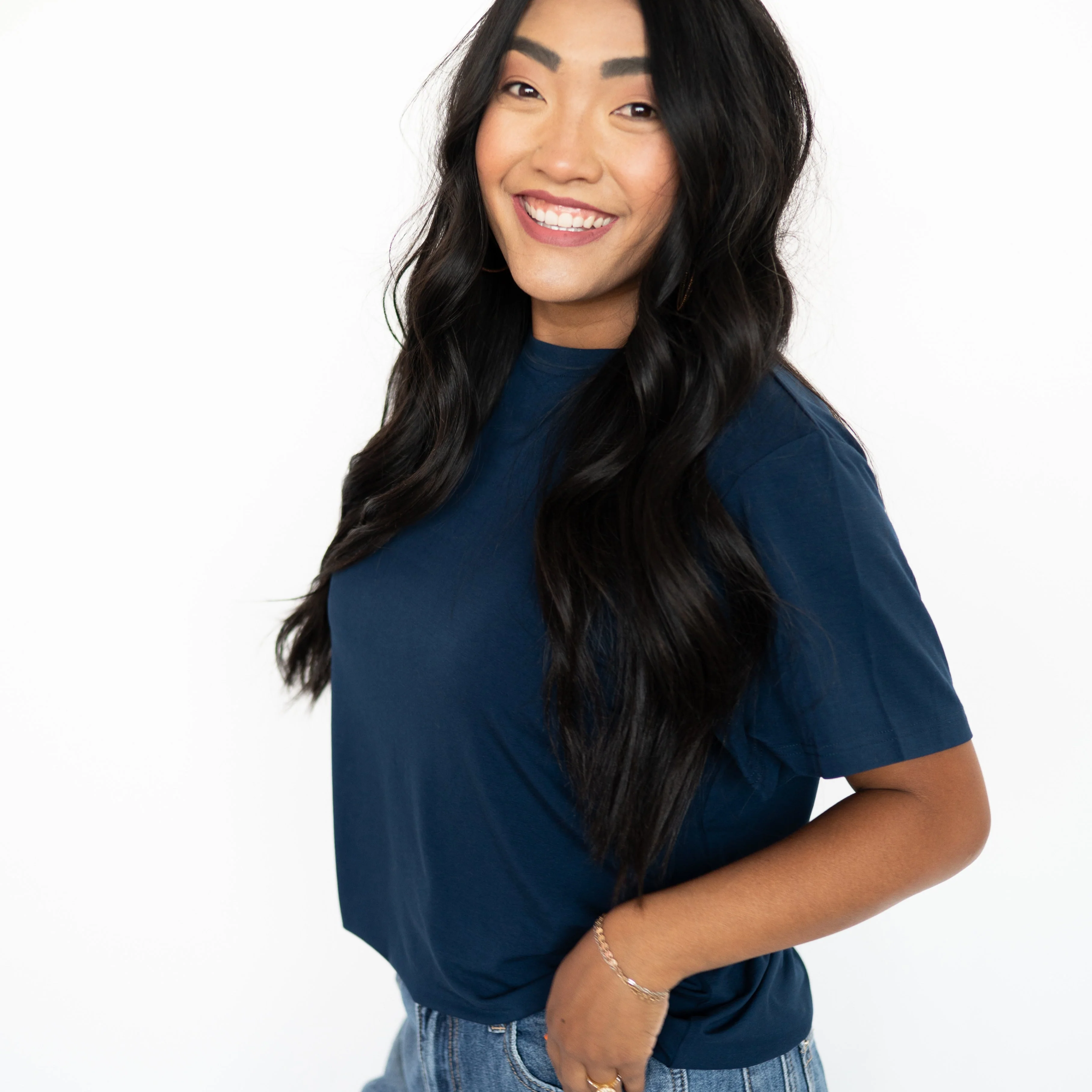 Oversized Boyfriend Tee - Navy -  Ploom Collective - Luxe Bamboo - Image 3