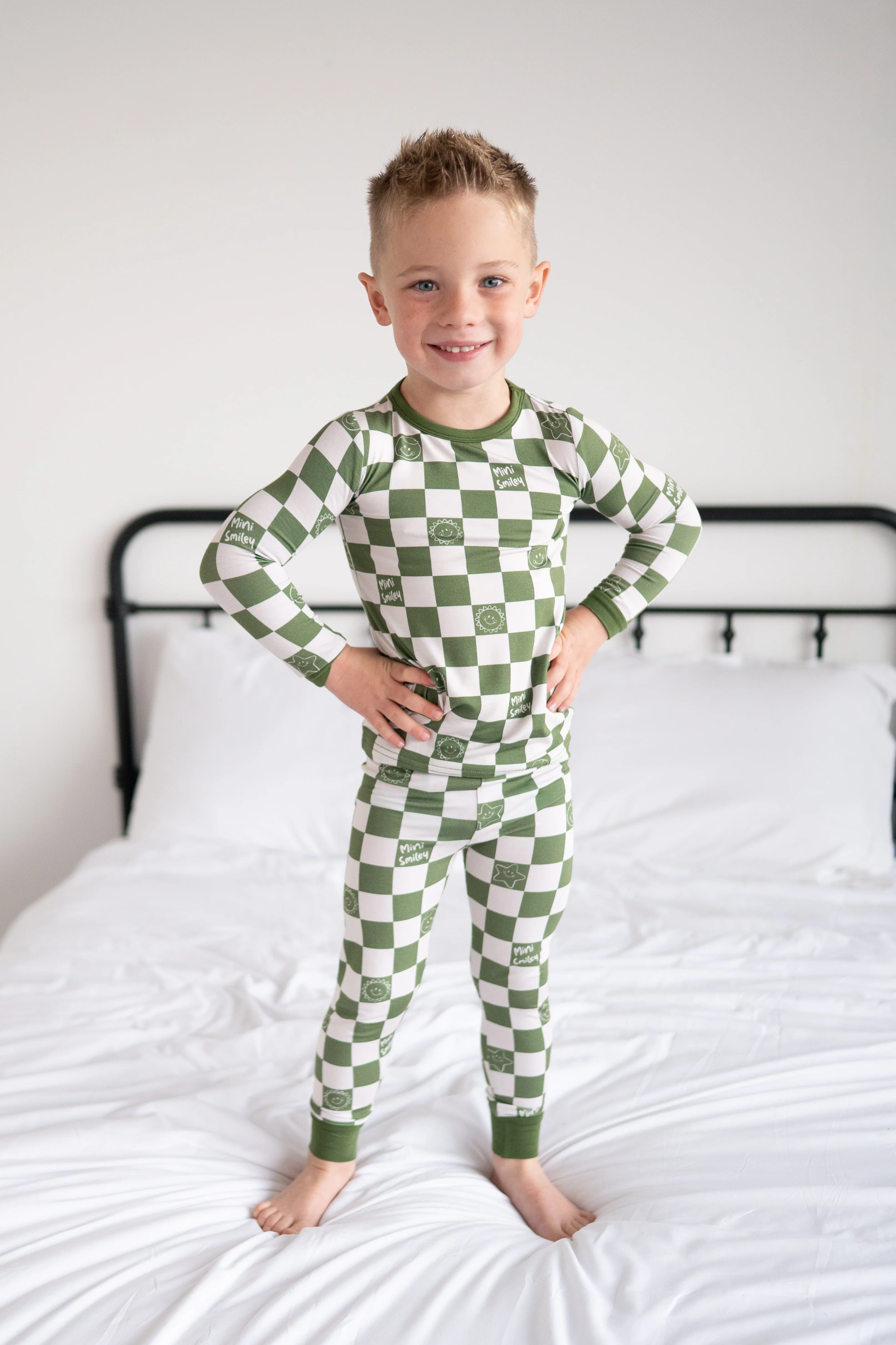 Classic Fit PJ Set - Mini Smiley® Check - Luxe Bamboo - Image 2