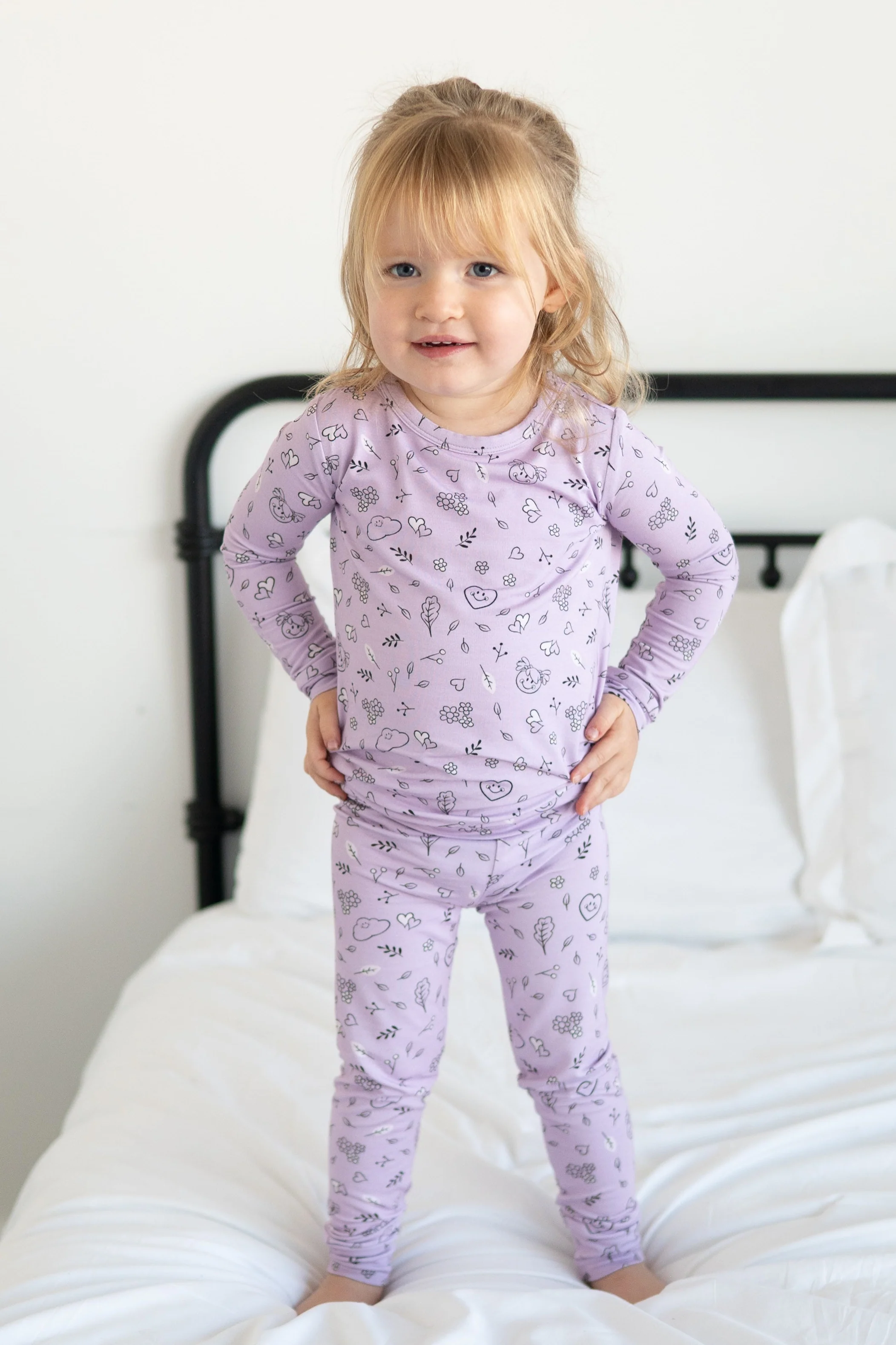 Classic Fit PJ Set - Mini Smiley® Lilac Doodle - Luxe Bamboo - Image 2