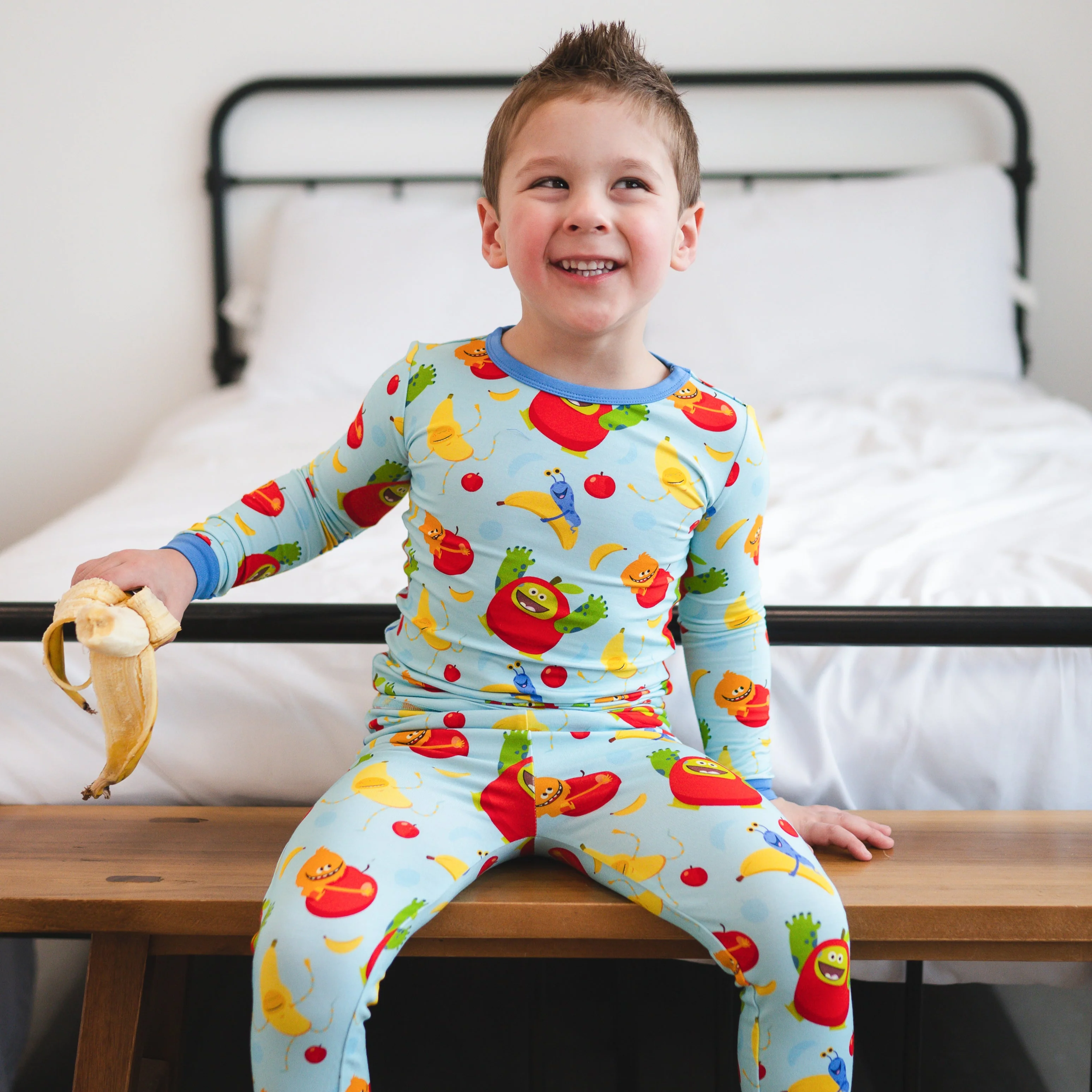Classic PJ Set - Super Simple™ Apples & Bananas - Tencel™ Modal - Image 5