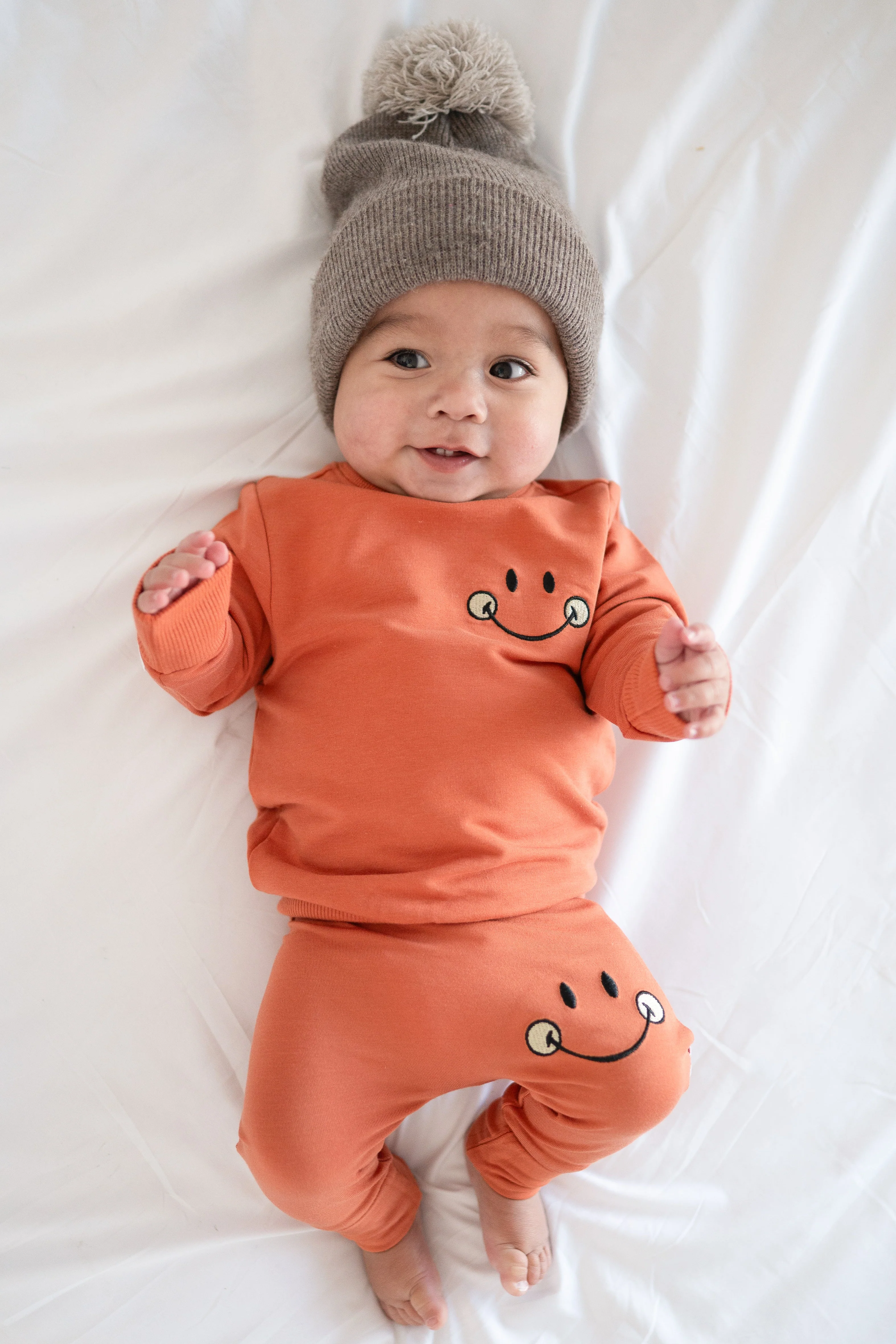 Crewneck - Mini Smiley® Happy Rust - Luxe Bamboo Cotton French Terry