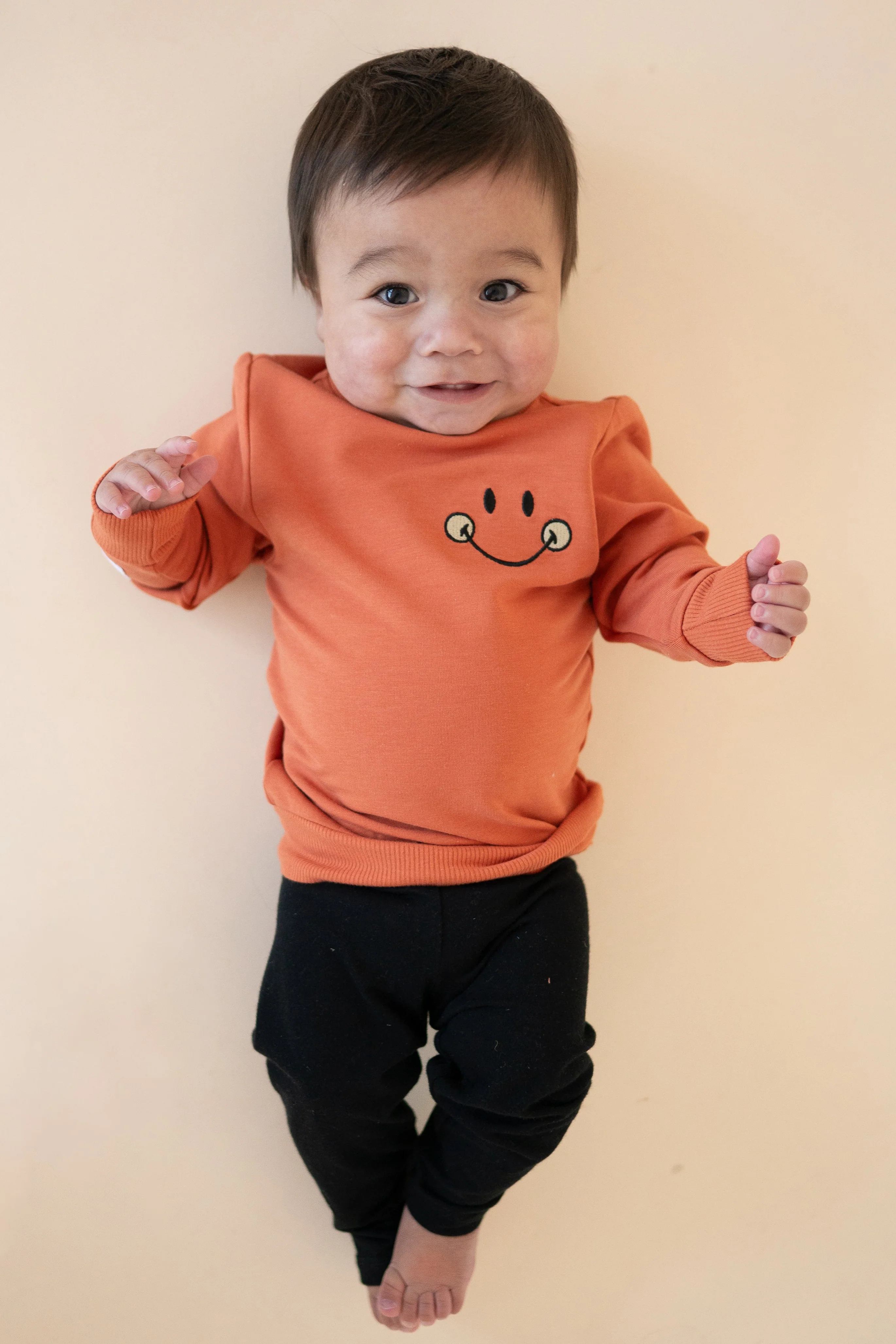 Crewneck - Mini Smiley® Happy Rust - Luxe Bamboo Cotton French Terry - Image 7
