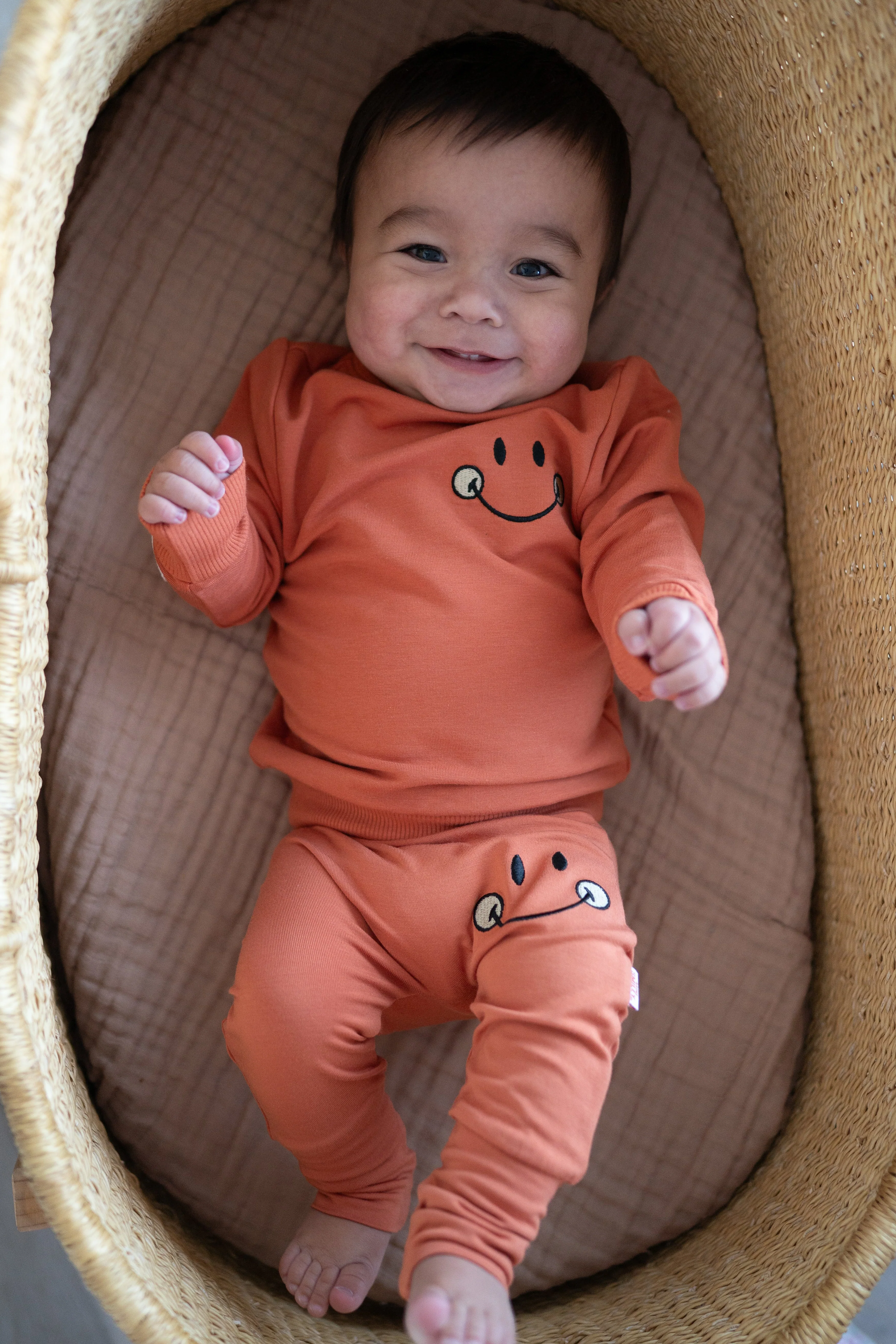 Crewneck - Mini Smiley® Happy Rust - Luxe Bamboo Cotton French Terry - Image 8