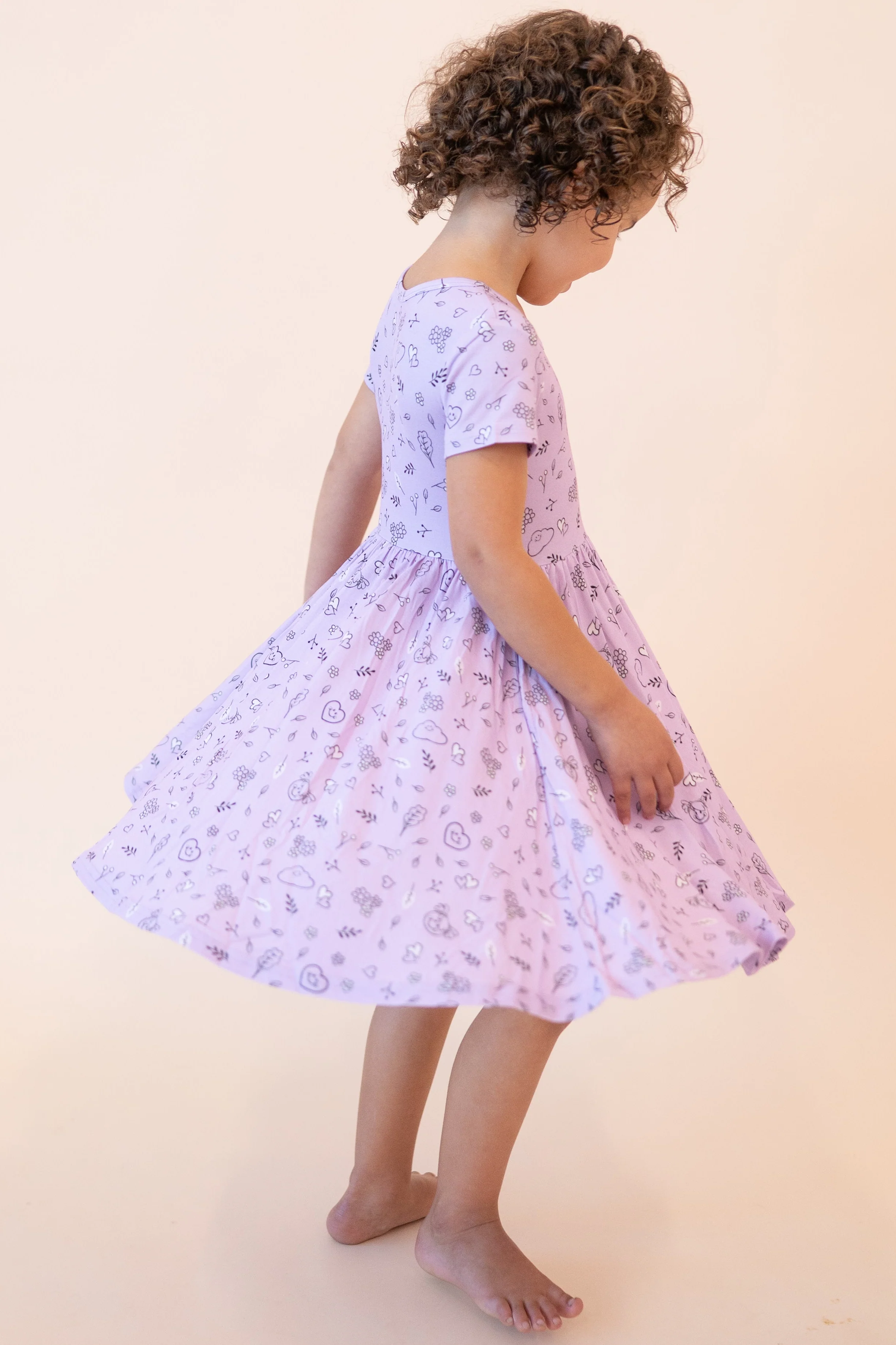Dress - Mini Smiley® Lilac Doodle - Luxe Bamboo - Image 10