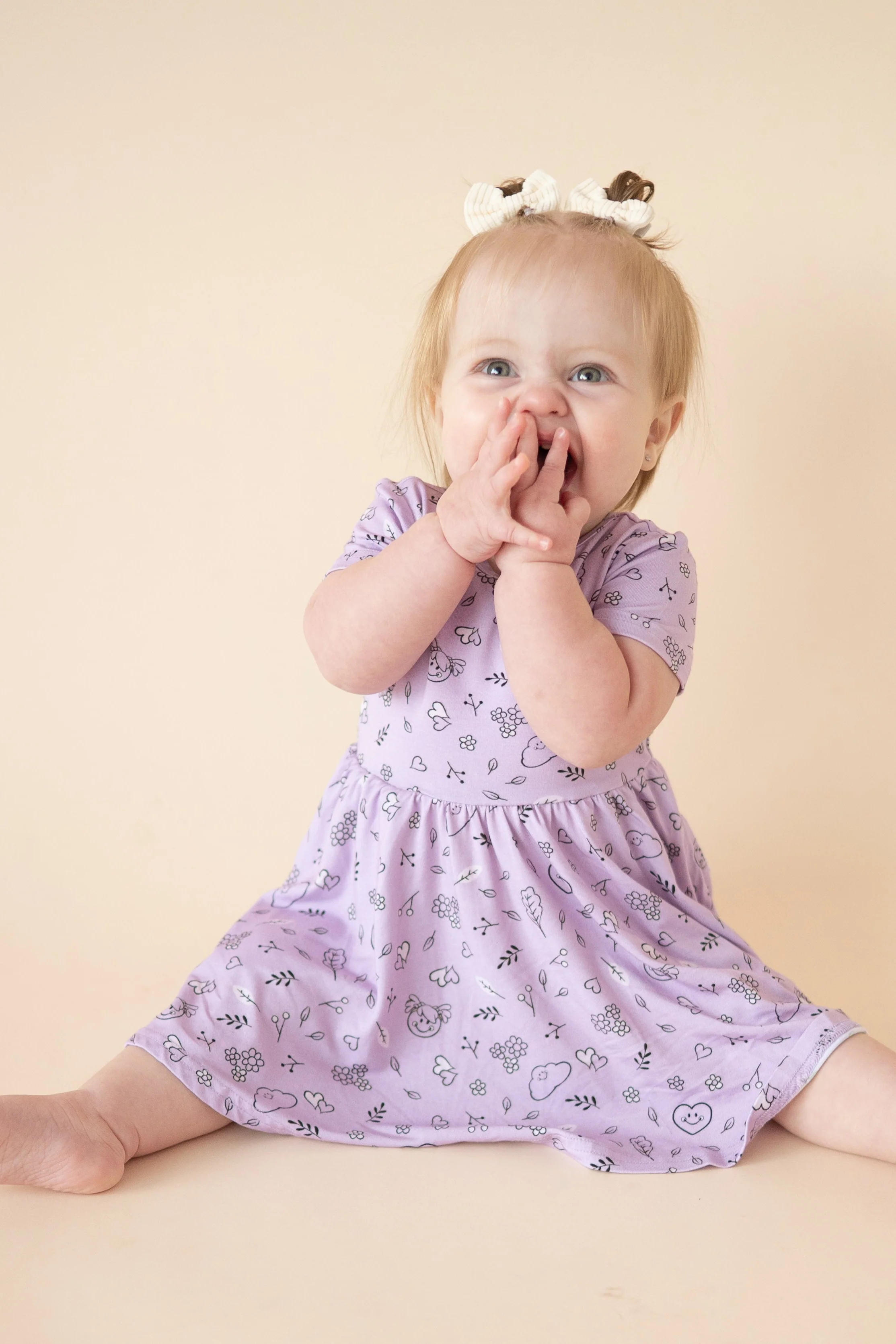 Dress - Mini Smiley® Lilac Doodle - Luxe Bamboo - Image 2