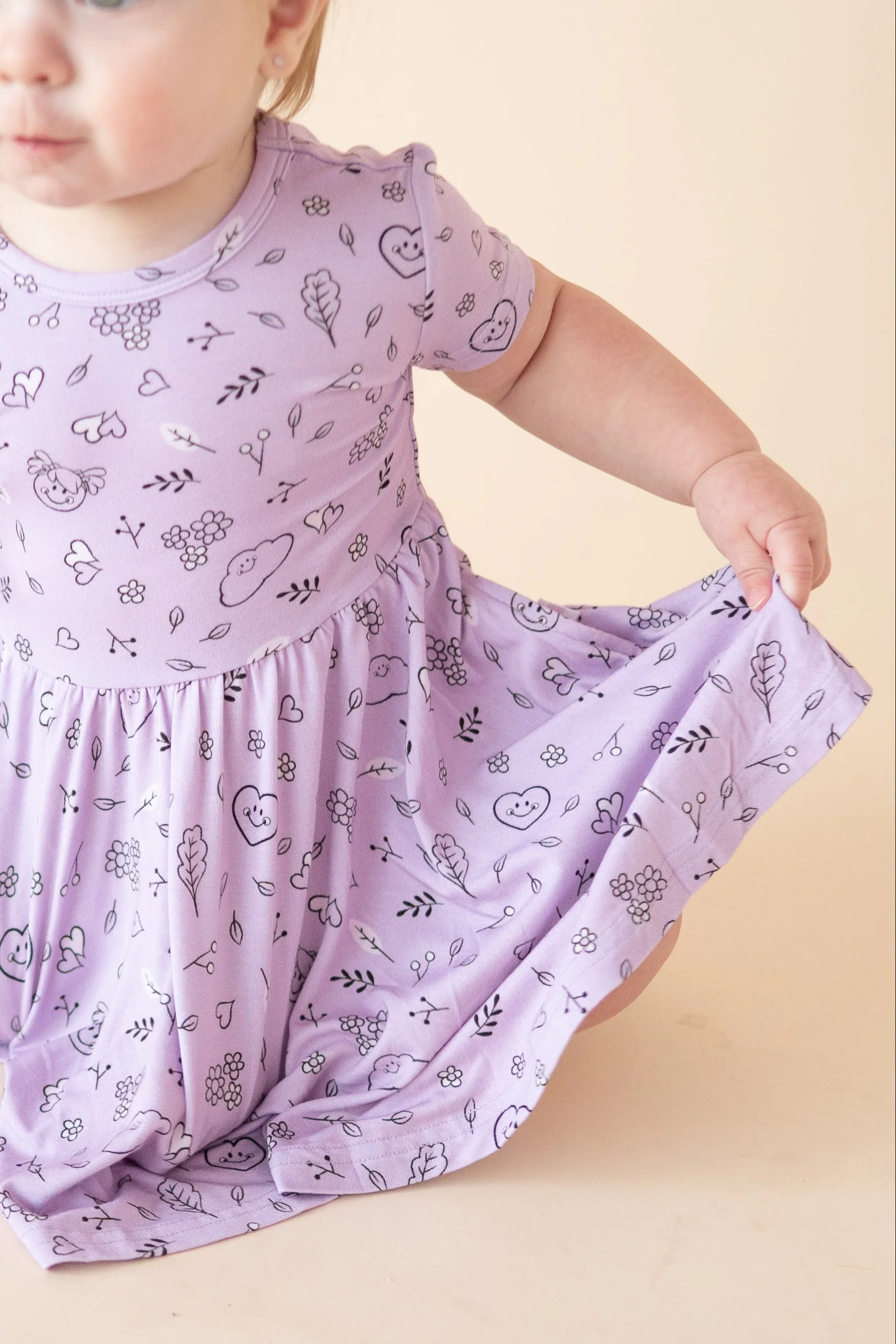 Dress - Mini Smiley® Lilac Doodle - Luxe Bamboo - Image 5