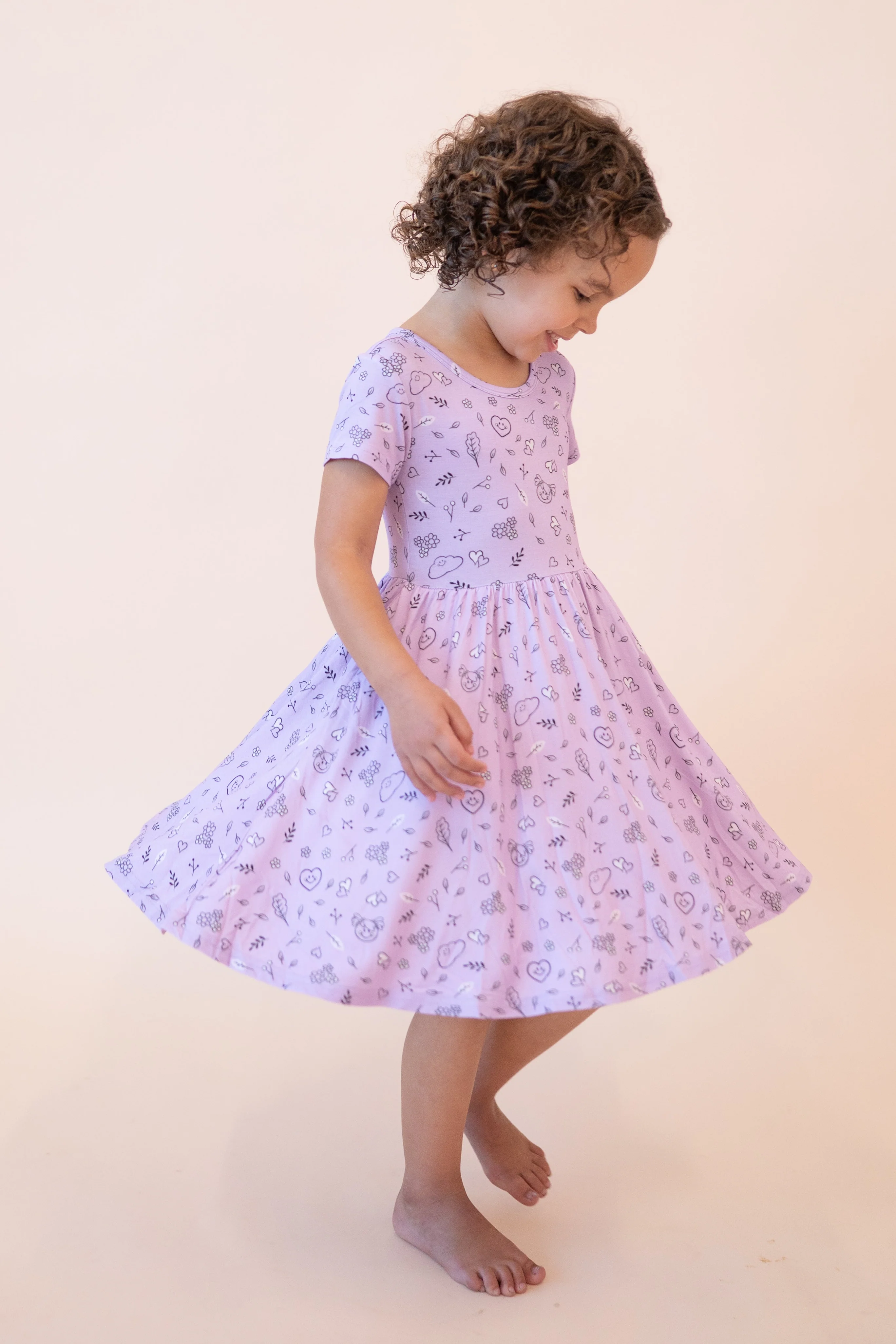 Dress - Mini Smiley® Lilac Doodle - Luxe Bamboo - Image 6