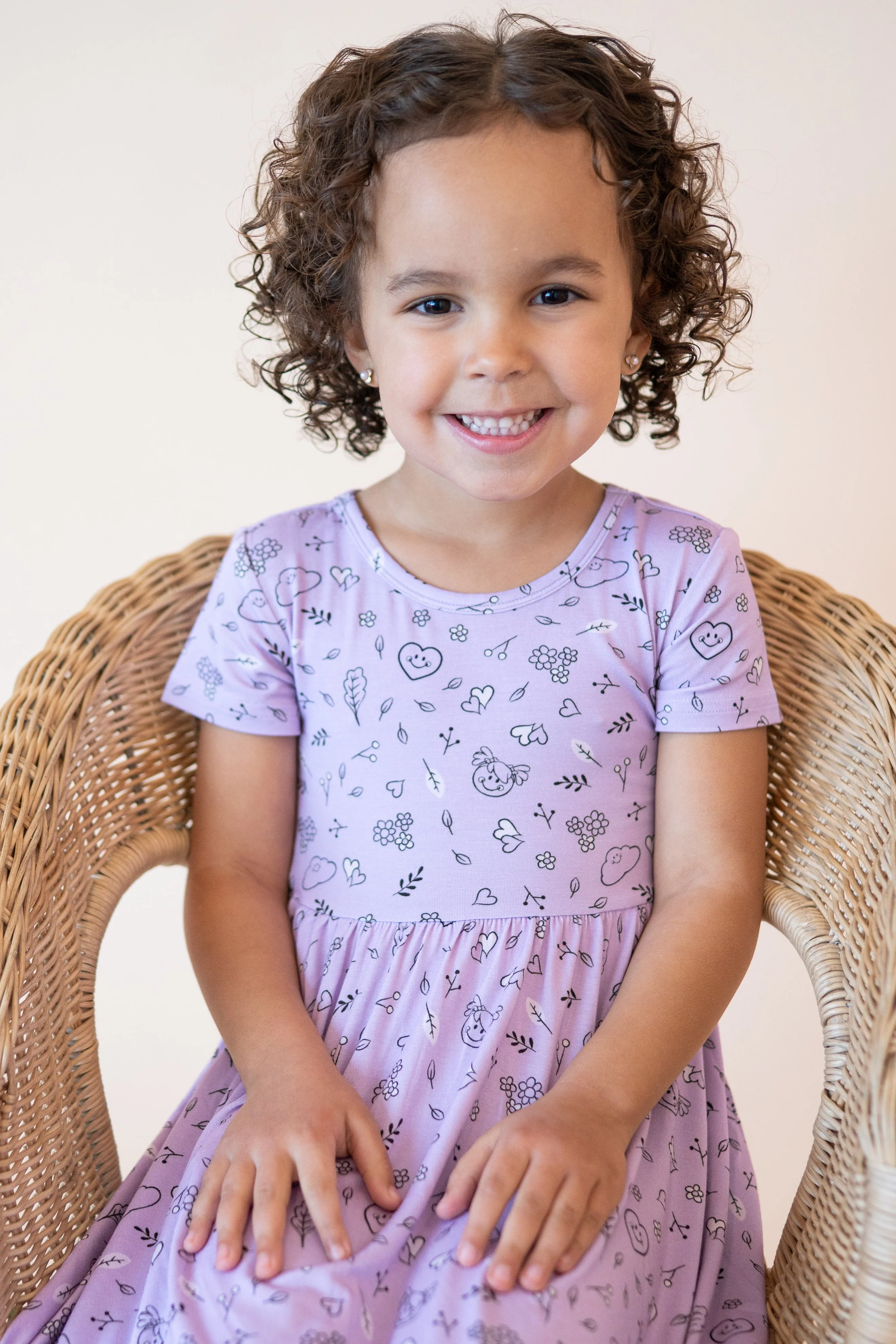 Dress - Mini Smiley® Lilac Doodle - Luxe Bamboo - Image 7