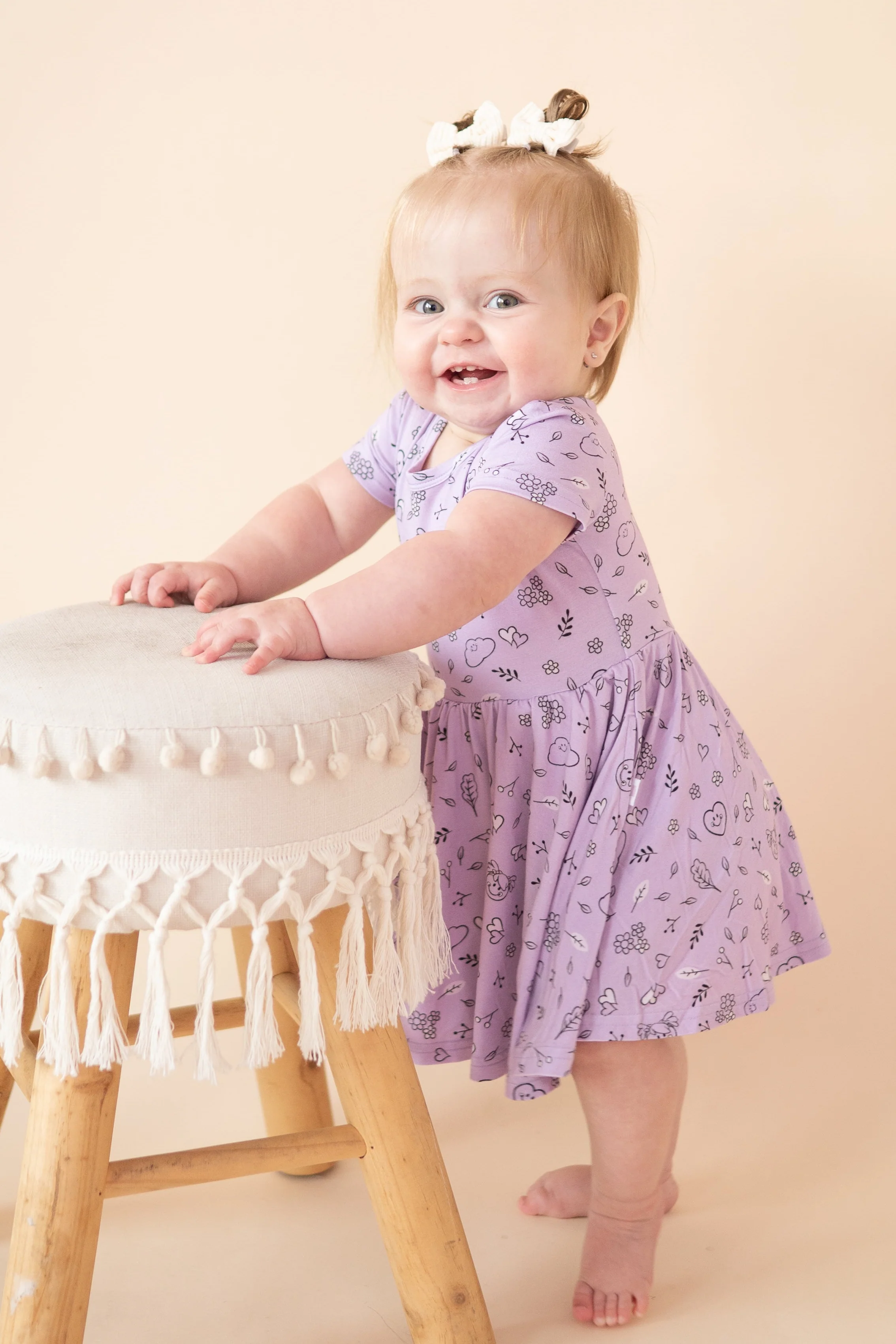 Dress - Mini Smiley® Lilac Doodle - Luxe Bamboo - Image 8