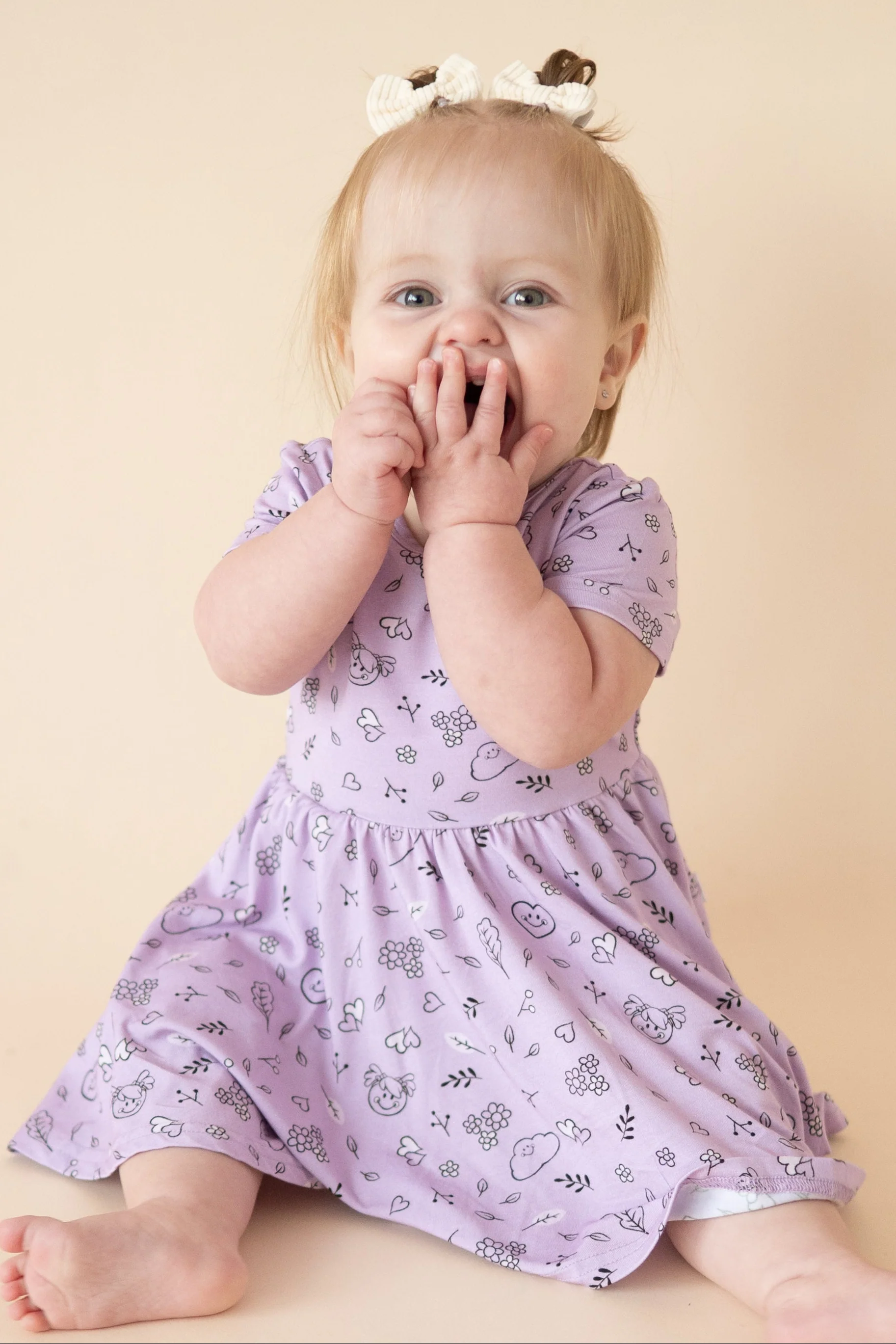 Dress - Mini Smiley® Lilac Doodle - Luxe Bamboo - Image 9