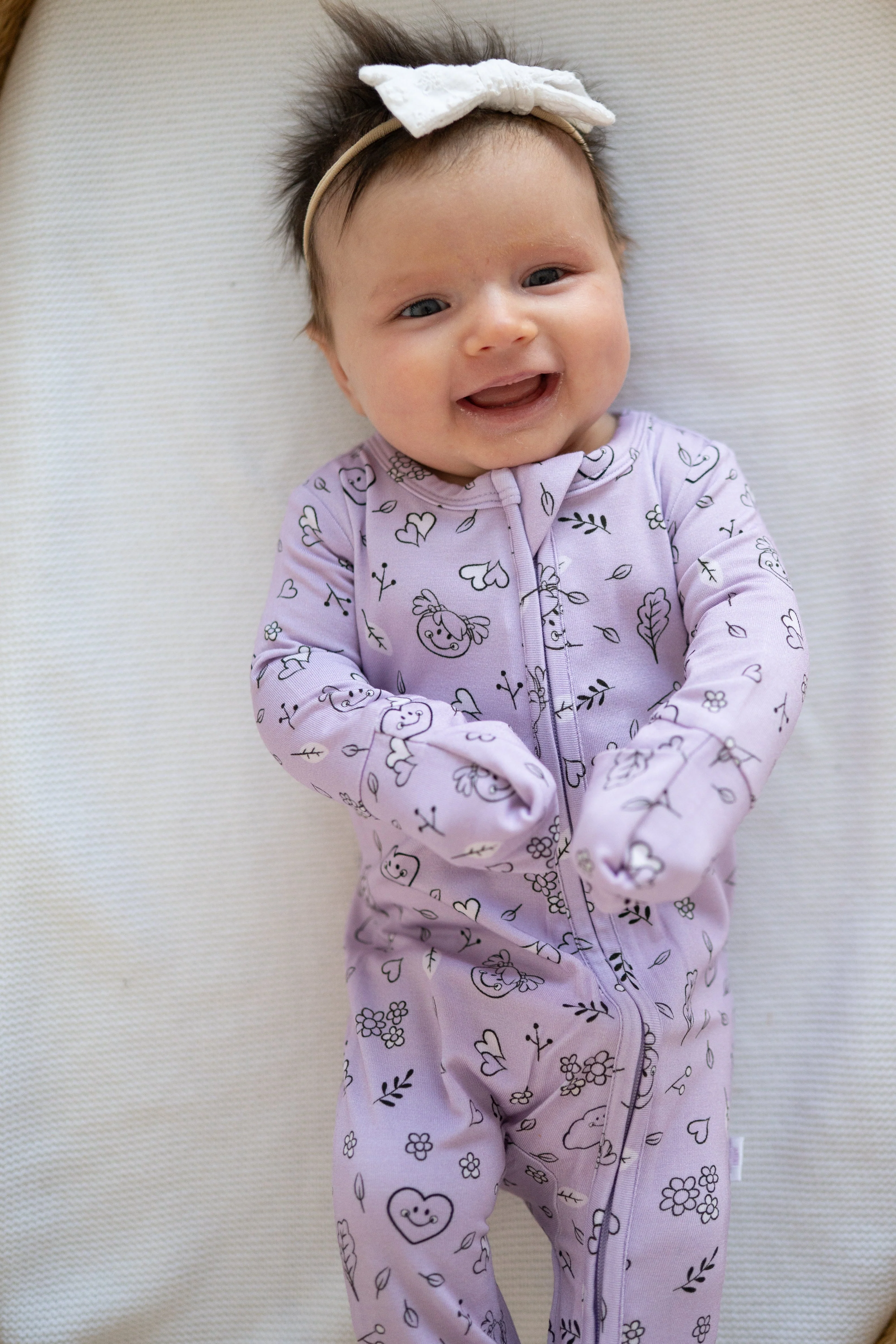 Flexi-Fit Zip PJ - Mini Smiley® Lilac Doodle - Luxe Bamboo - Image 7