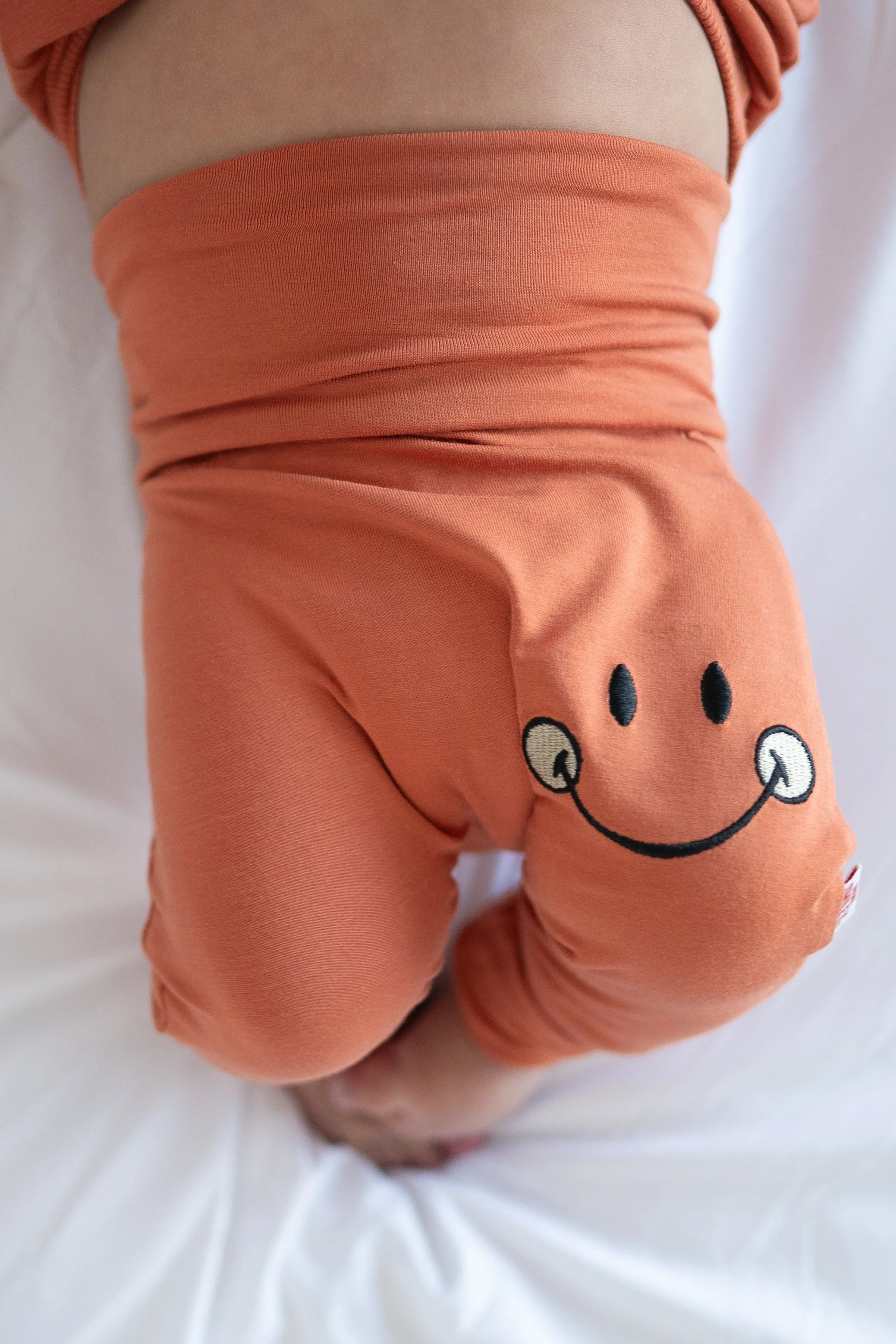 Grow With Me Pant - Mini Smiley® Happy Rust - Luxe Bamboo - Image 2