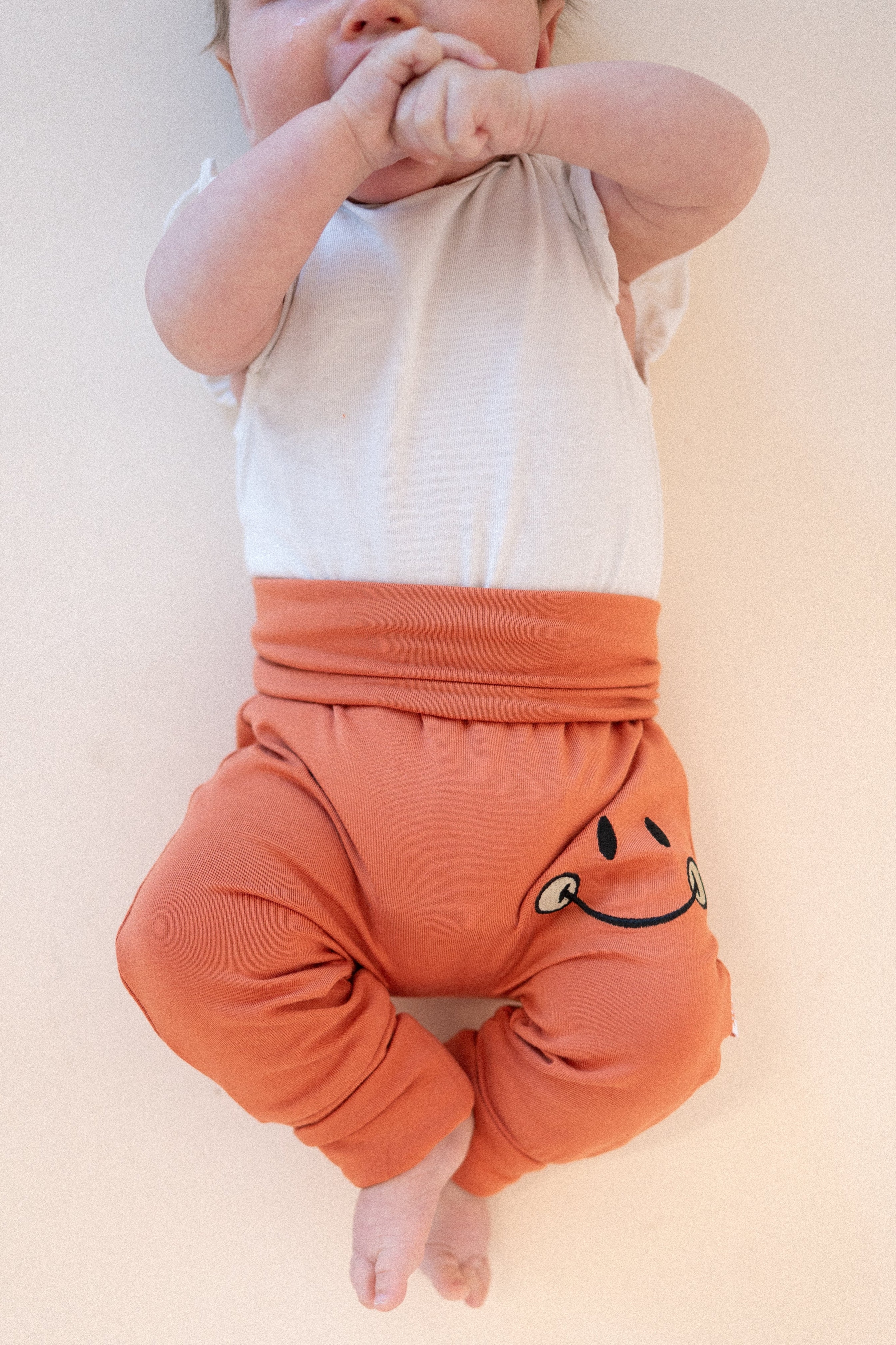 Grow With Me Pant - Mini Smiley® Happy Rust - Luxe Bamboo - Image 3