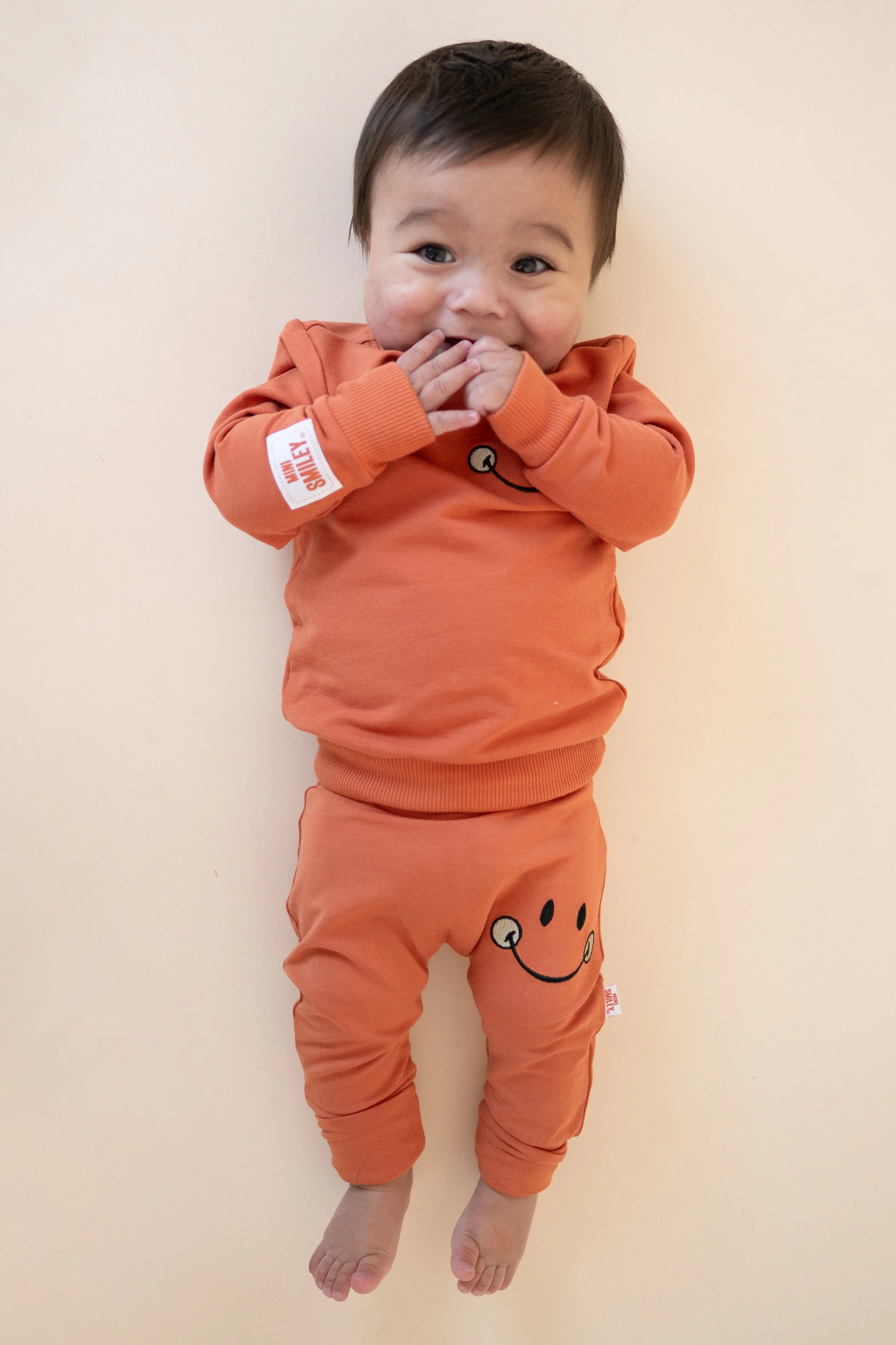 Grow With Me Pant - Mini Smiley® Happy Rust - Luxe Bamboo - Image 4