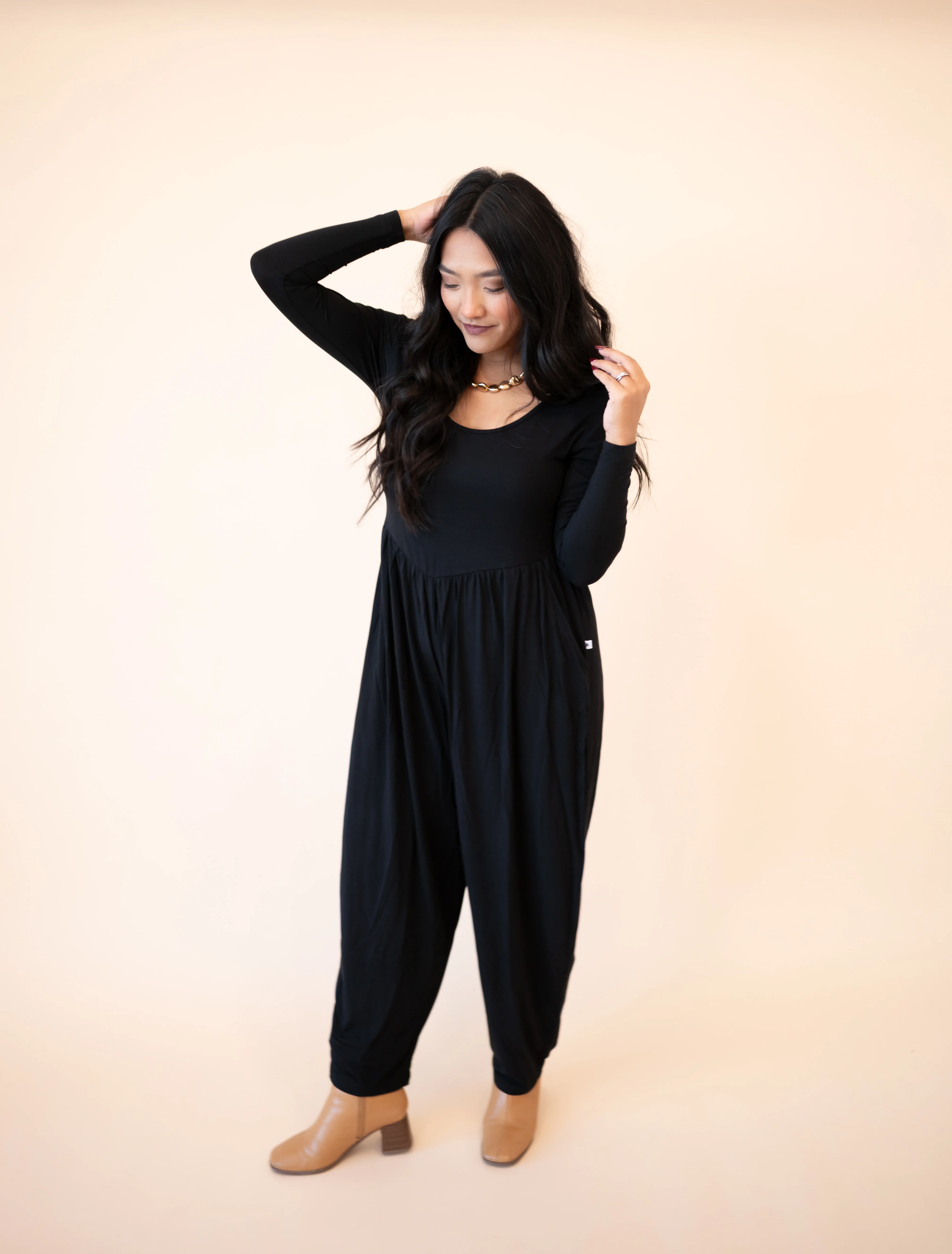 Long Sleeve Adult Romper - Obsidian- Ploom Collective - Tencel™ Modal - Image 11