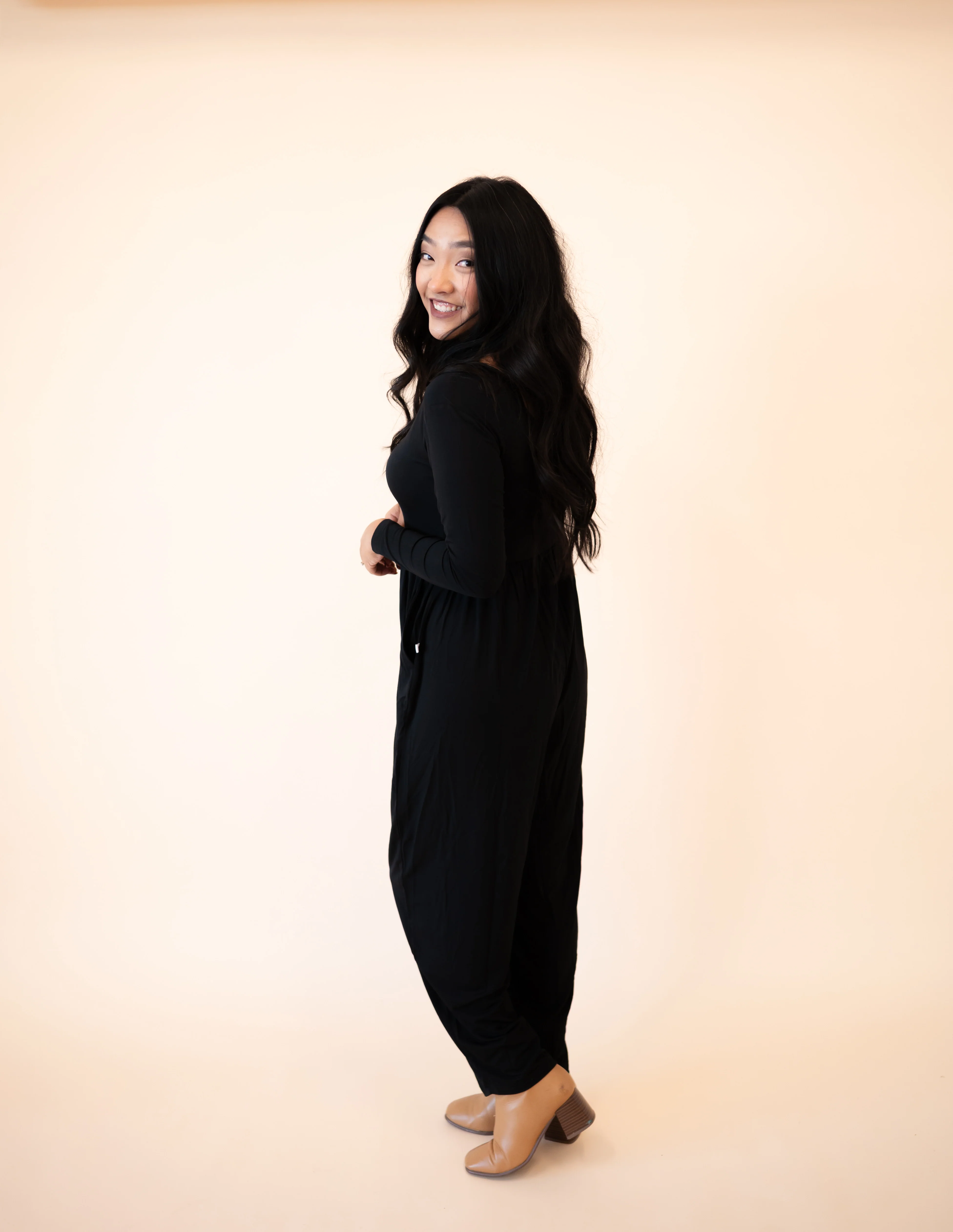 Long Sleeve Adult Romper - Obsidian- Ploom Collective - Tencel™ Modal - Image 15