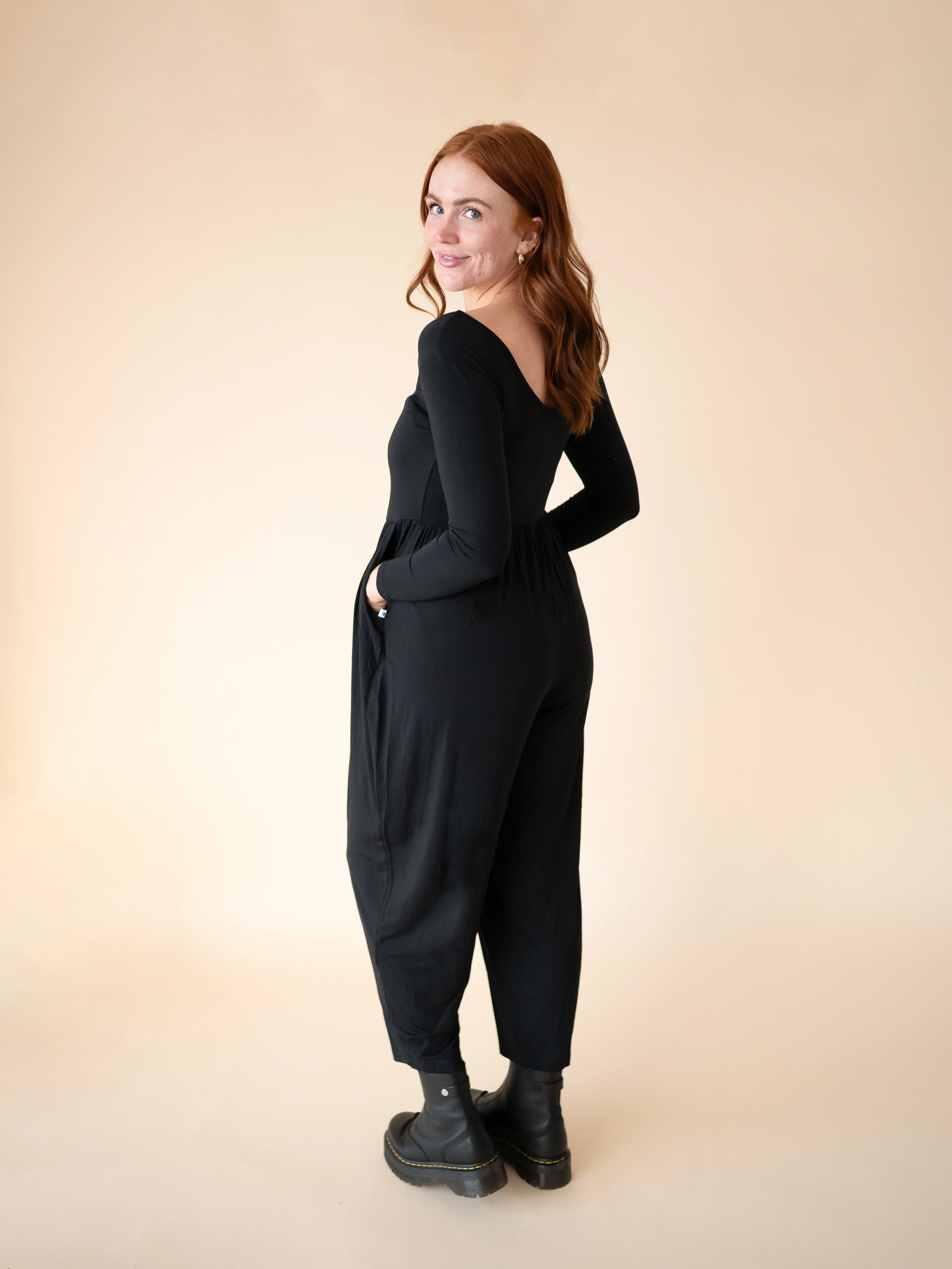 Long Sleeve Adult Romper - Obsidian- Ploom Collective - Tencel™ Modal - Image 16