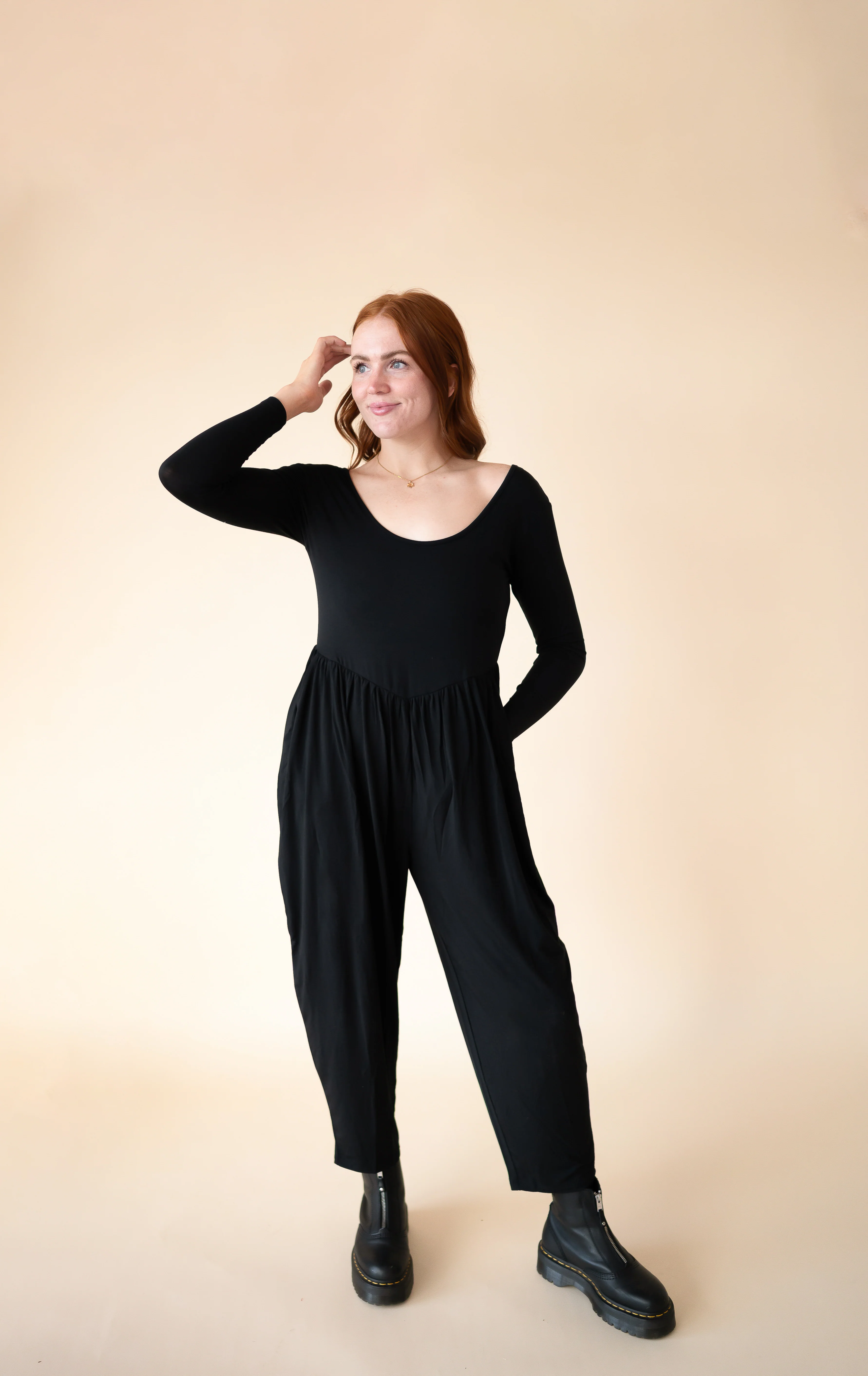 Long Sleeve Adult Romper - Obsidian- Ploom Collective - Tencel™ Modal - Image 3