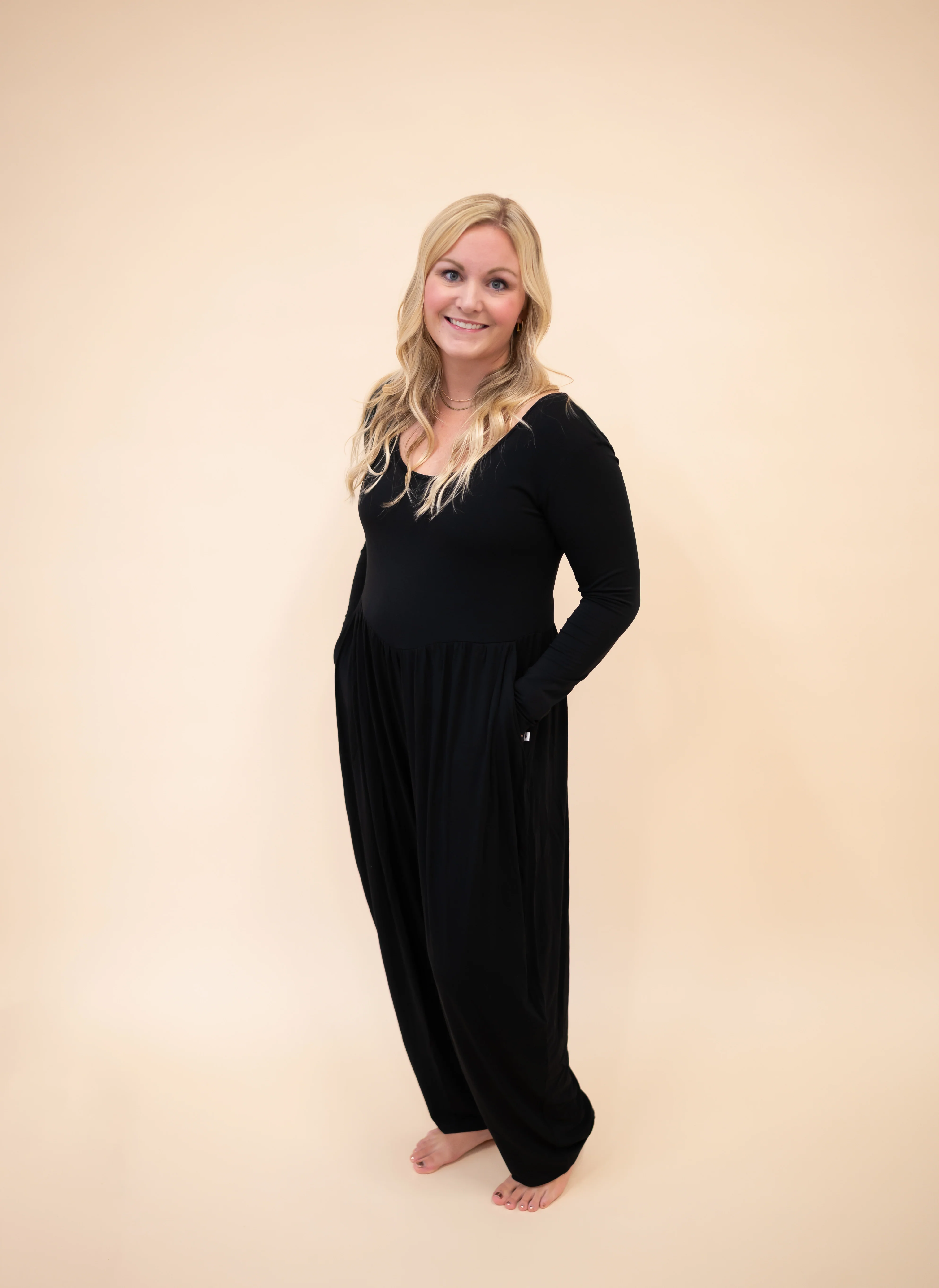 Long Sleeve Adult Romper - Obsidian- Ploom Collective - Tencel™ Modal - Image 4