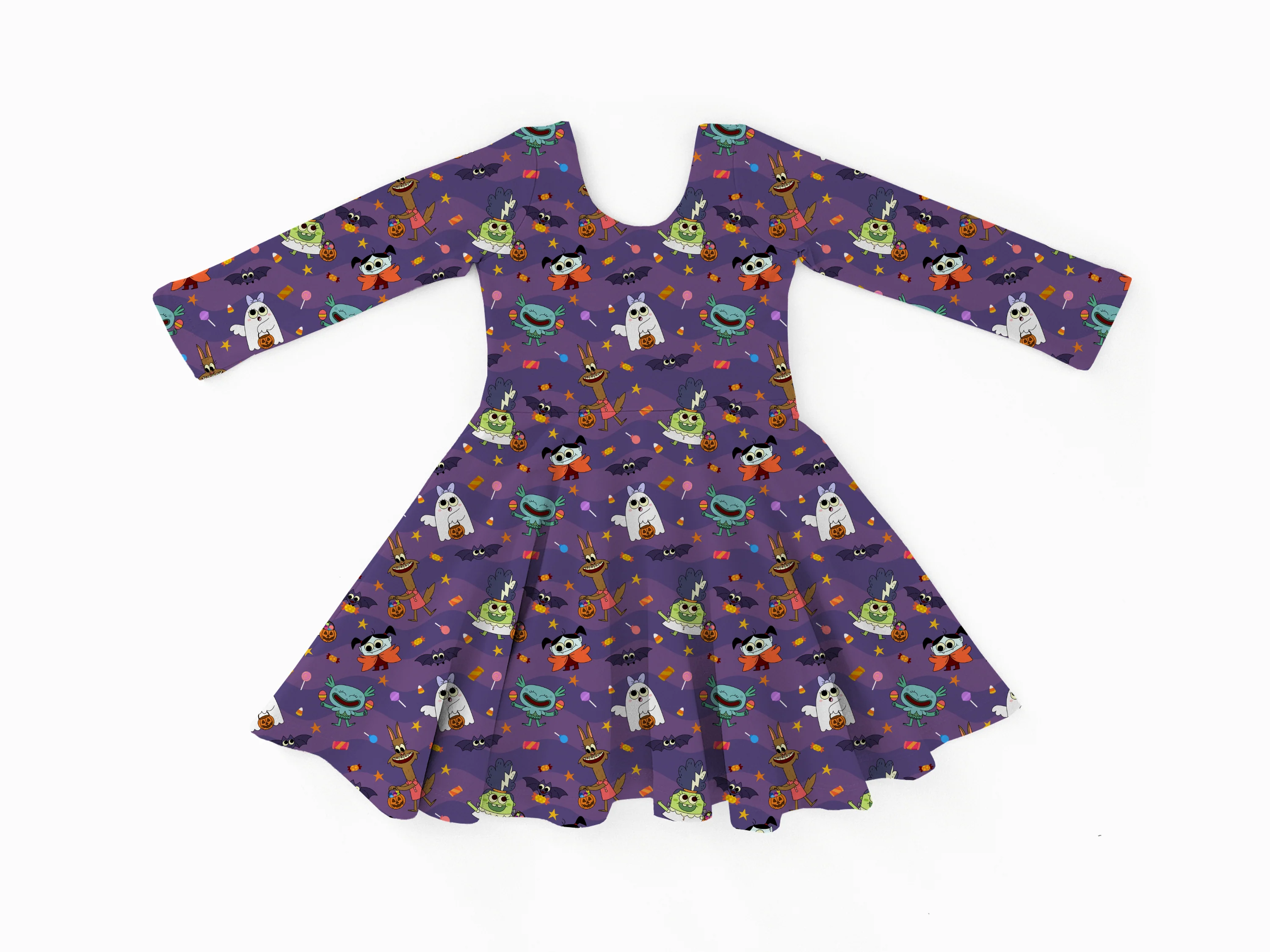 PREORDER - SHIPS SEPTEMBER - Long Sleeve Dress - Super Simple™ Monster Party - Tencel Modal