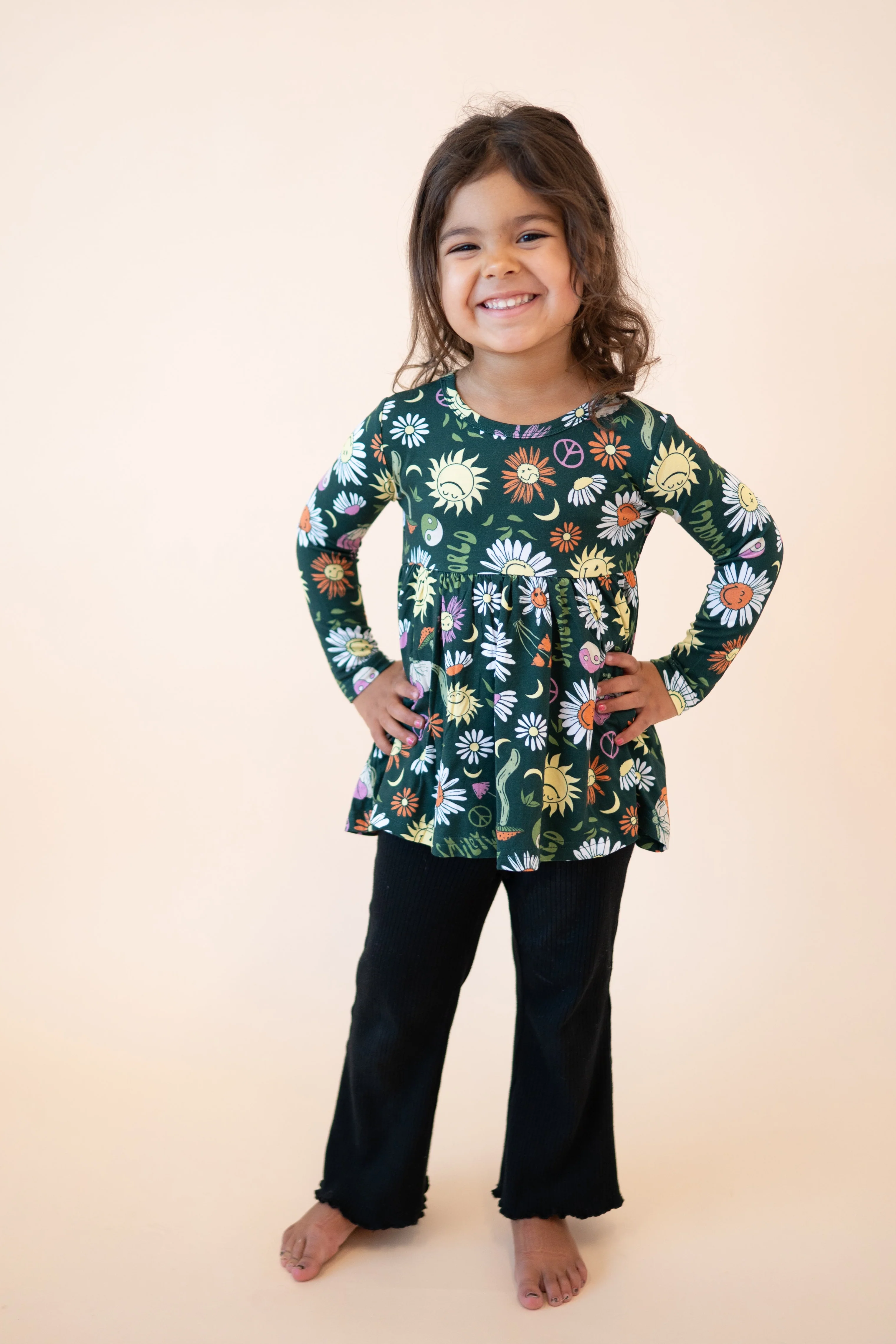 Long Sleeve Peplum Top - SmileyWorld® Groovy - Luxe Bamboo - Image 3