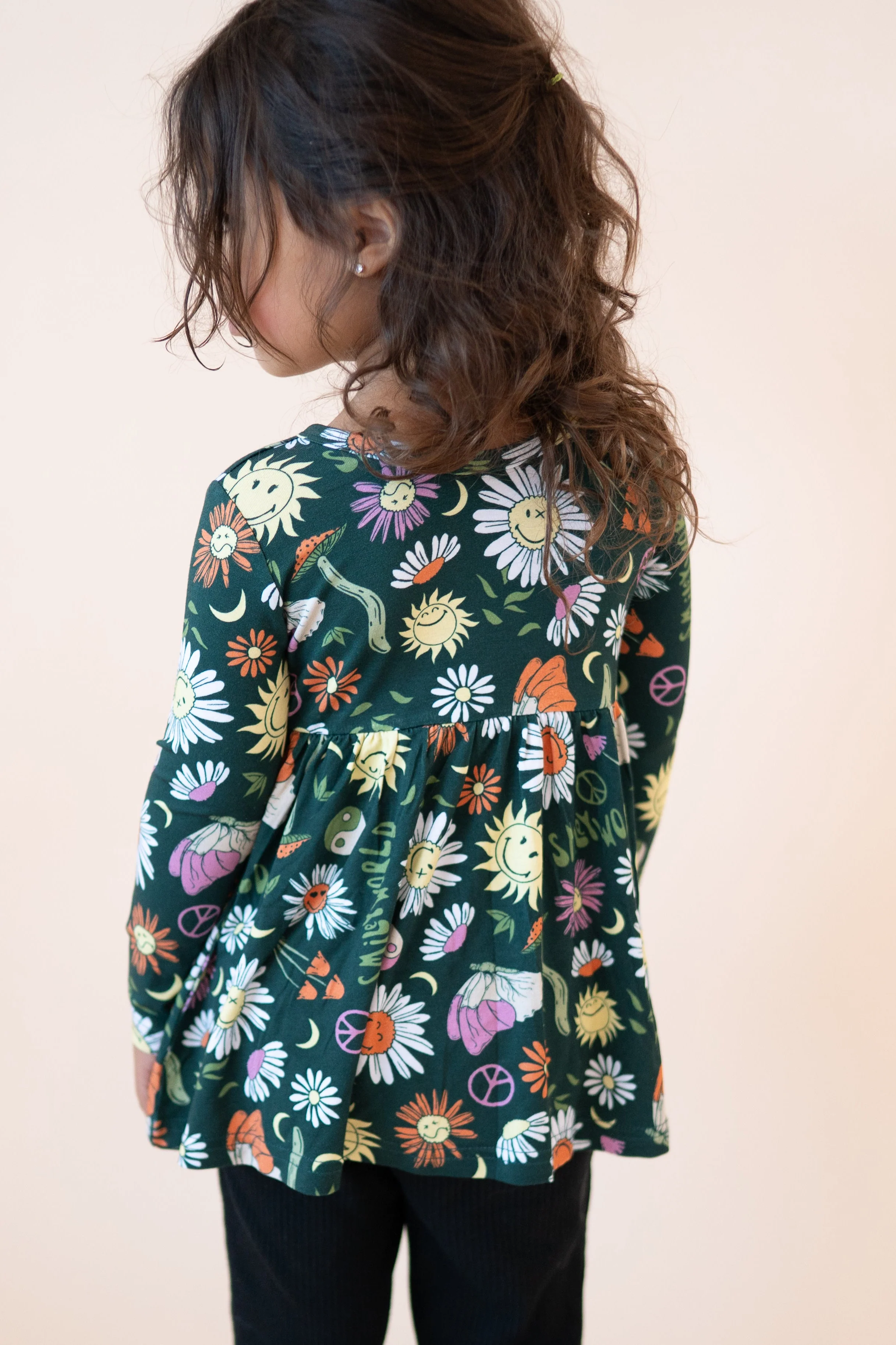 Long Sleeve Peplum Top - SmileyWorld® Groovy - Luxe Bamboo - Image 5