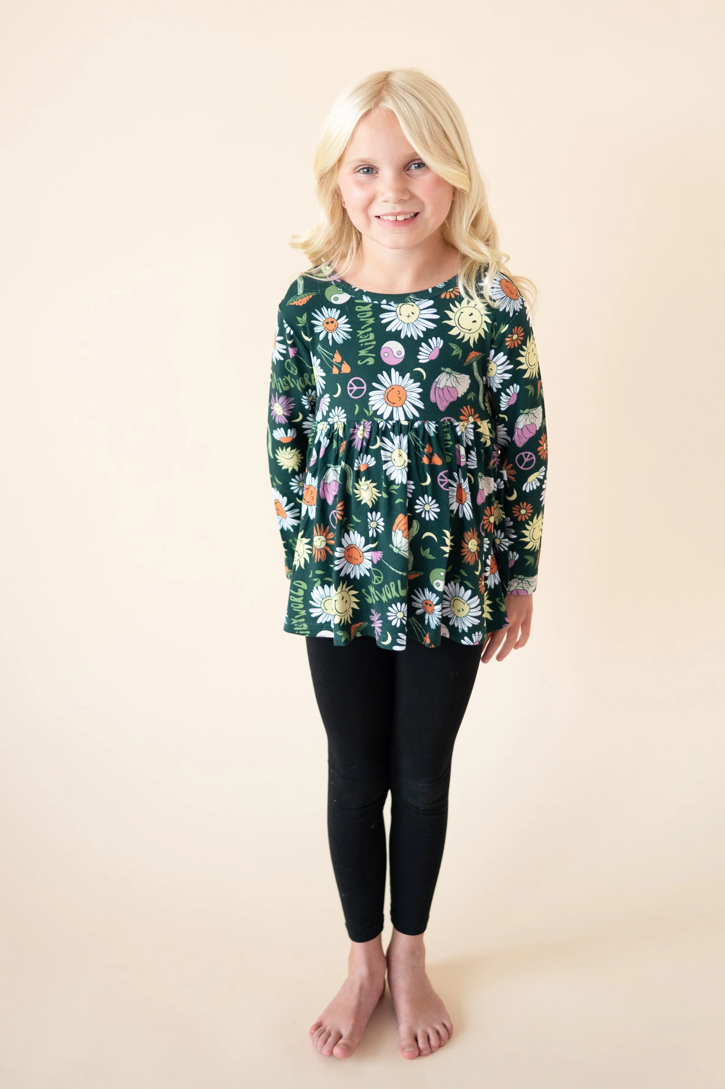 Long Sleeve Peplum Top - SmileyWorld® Groovy - Luxe Bamboo - Image 7