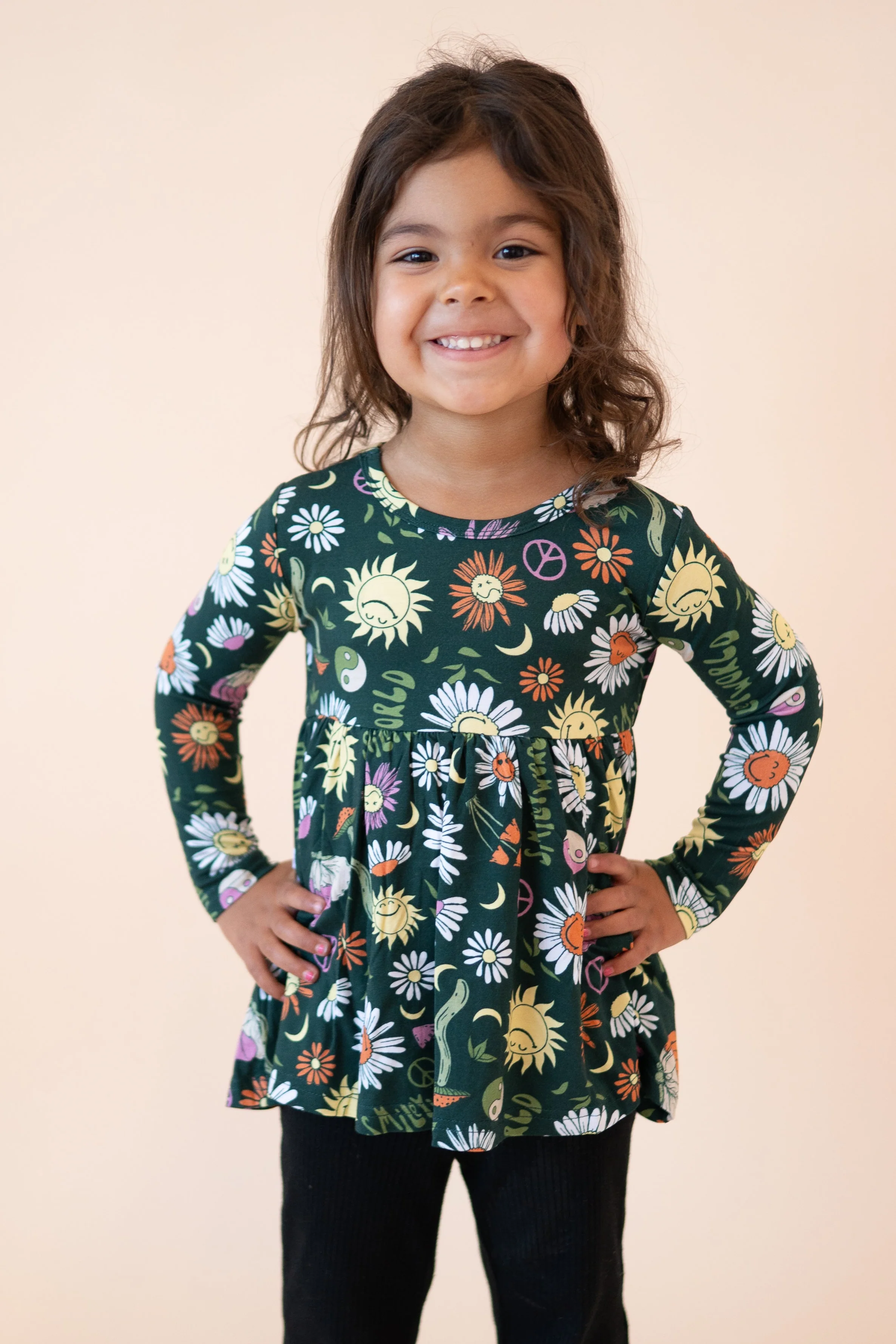 Long Sleeve Peplum Top - SmileyWorld® Groovy - Luxe Bamboo - Image 8