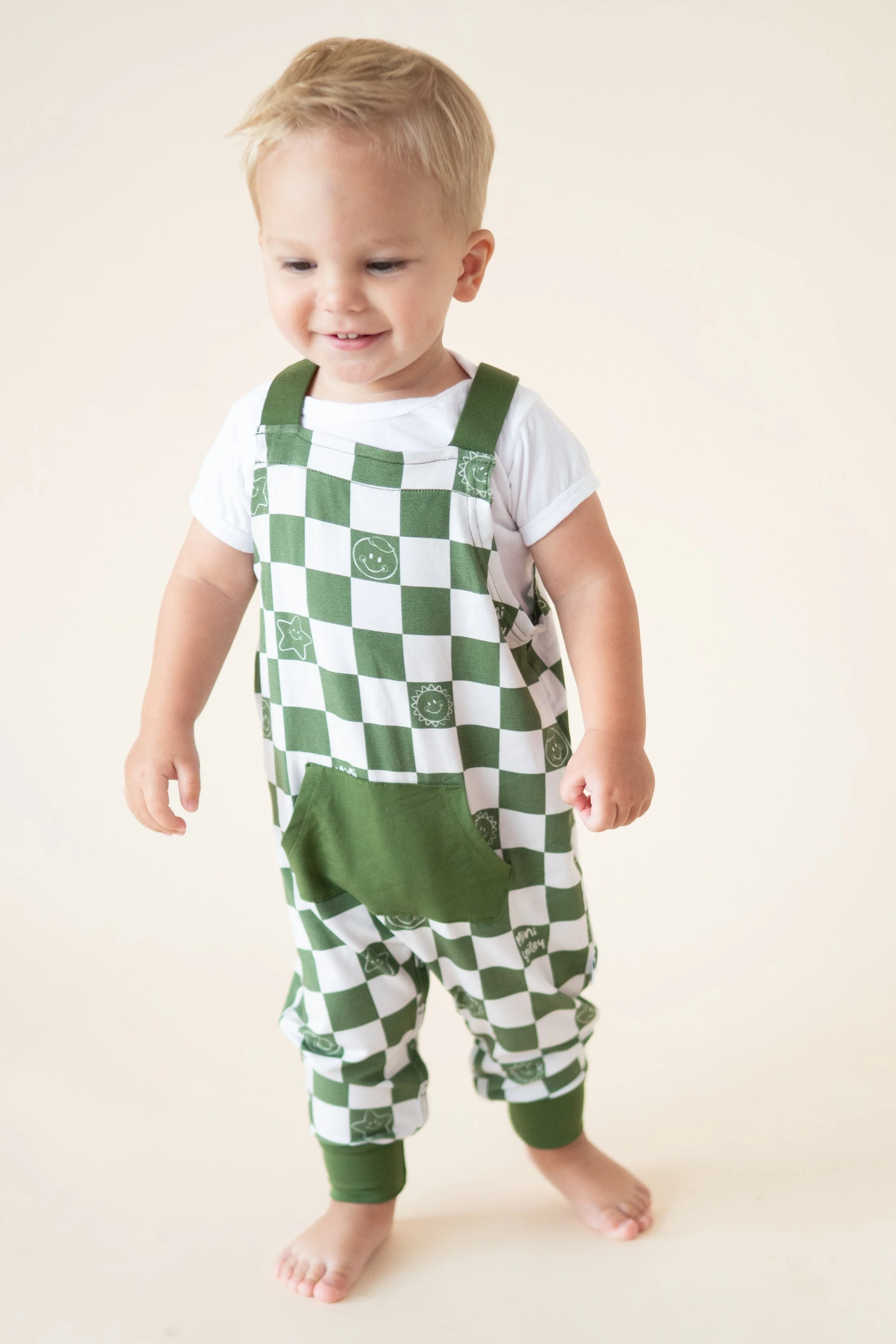 Overalls - Mini Smiley® Check - Luxe Bamboo - Image 2