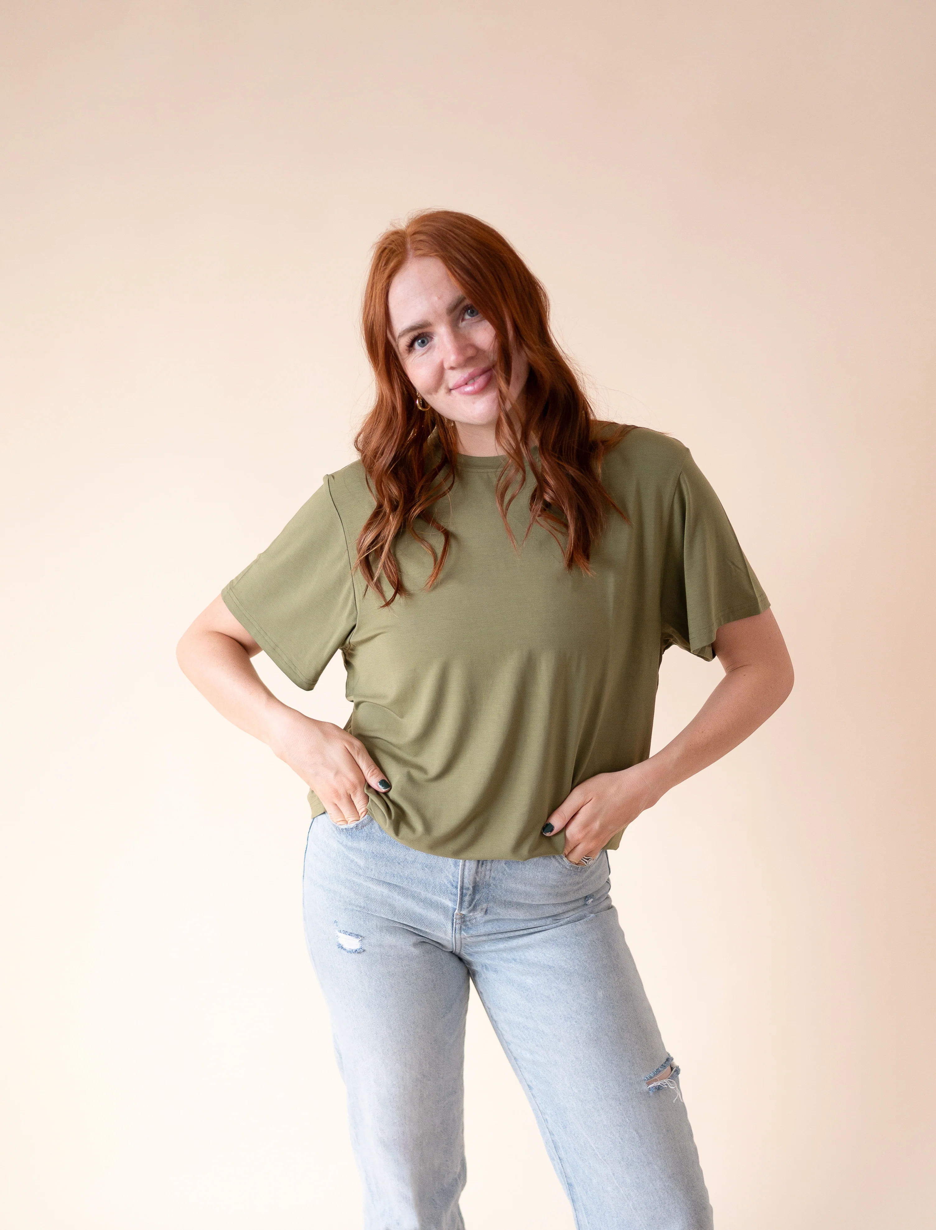 Oversized Boyfriend Tee - Olive - Ploom Collective - Tencel™ Modal - Image 3