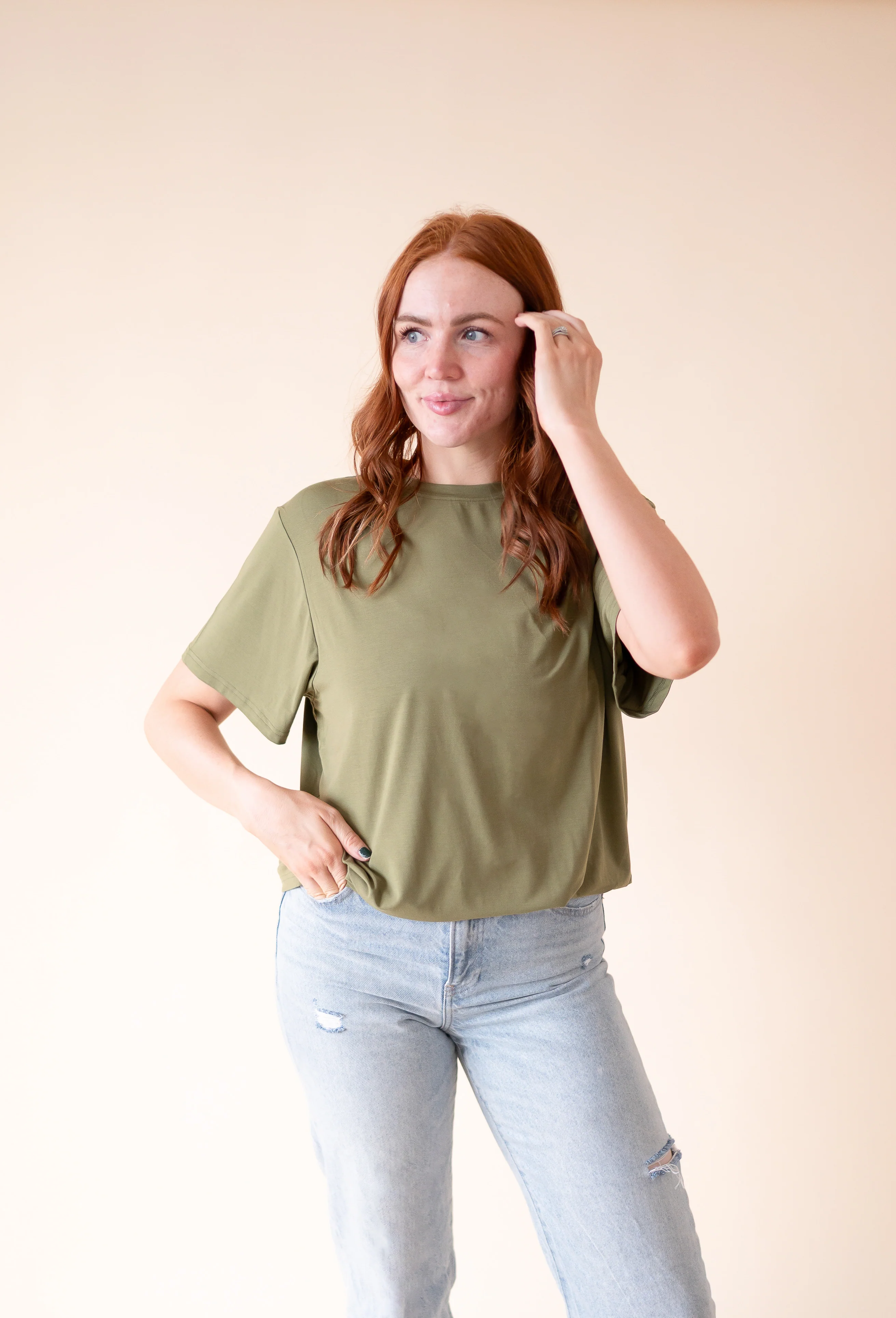 Oversized Boyfriend Tee - Olive - Ploom Collective - Tencel™ Modal - Image 4
