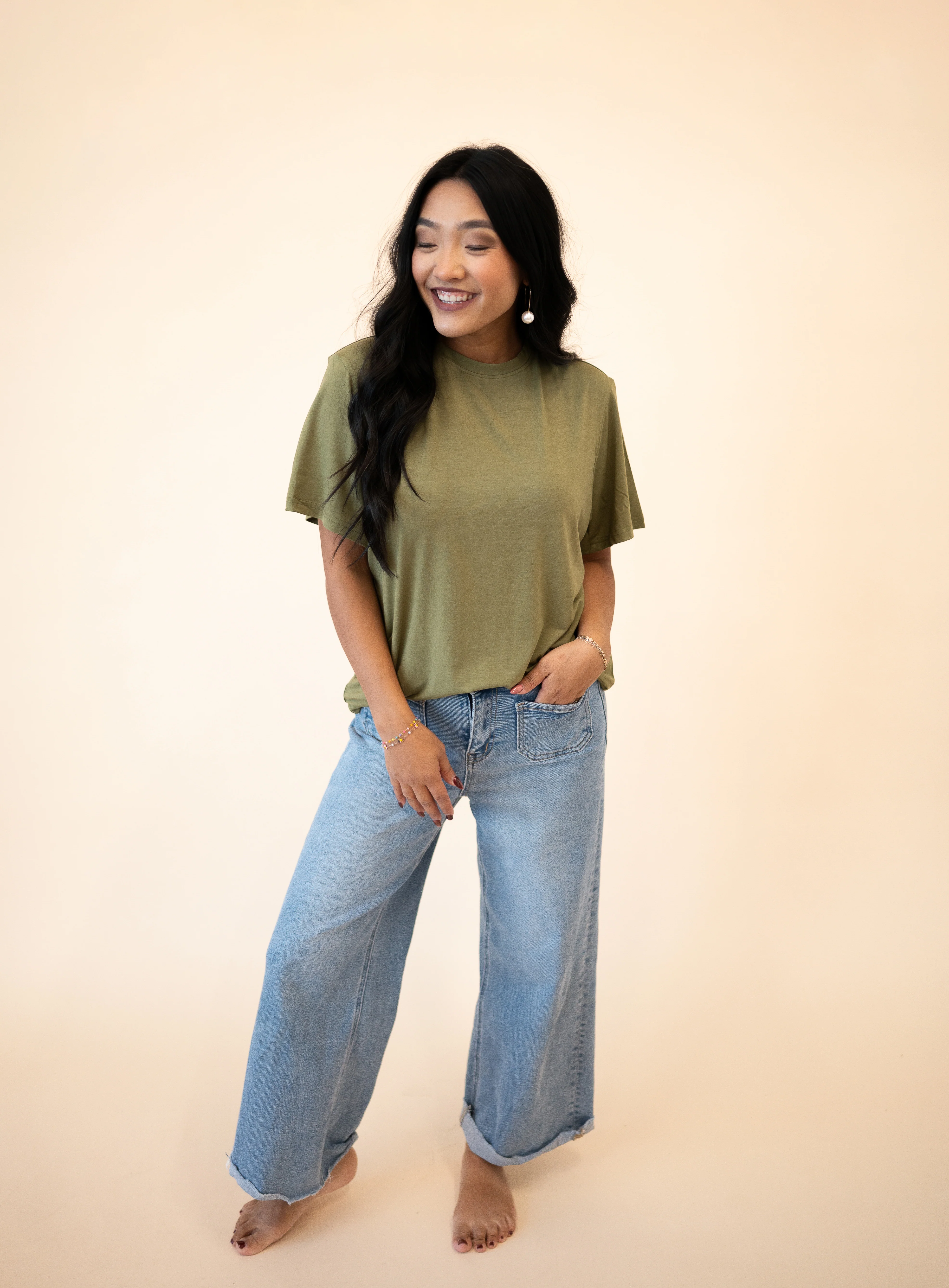 Oversized Boyfriend Tee - Olive - Ploom Collective - Tencel™ Modal - Image 5