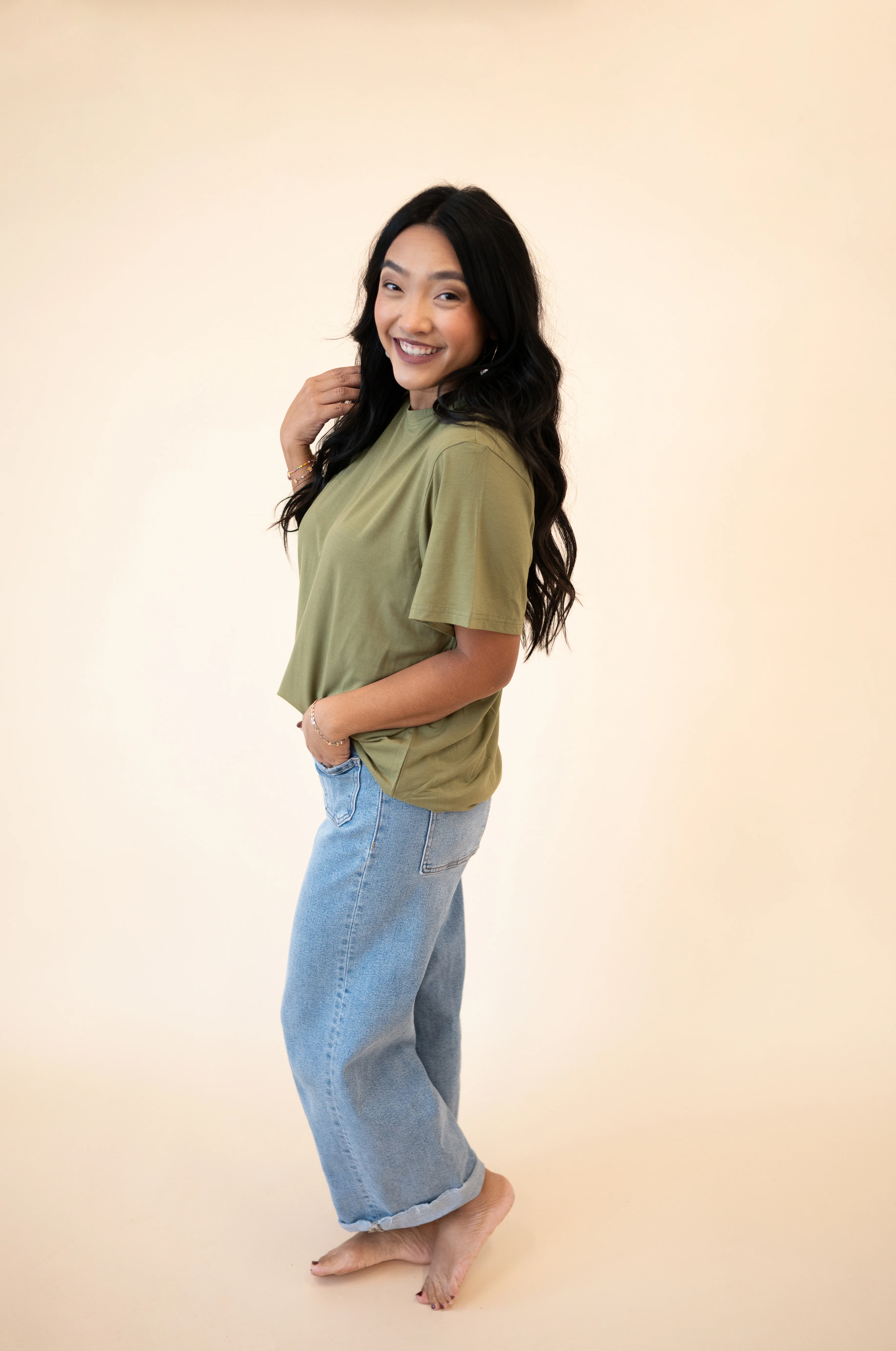 Oversized Boyfriend Tee - Olive - Ploom Collective - Tencel™ Modal - Image 6