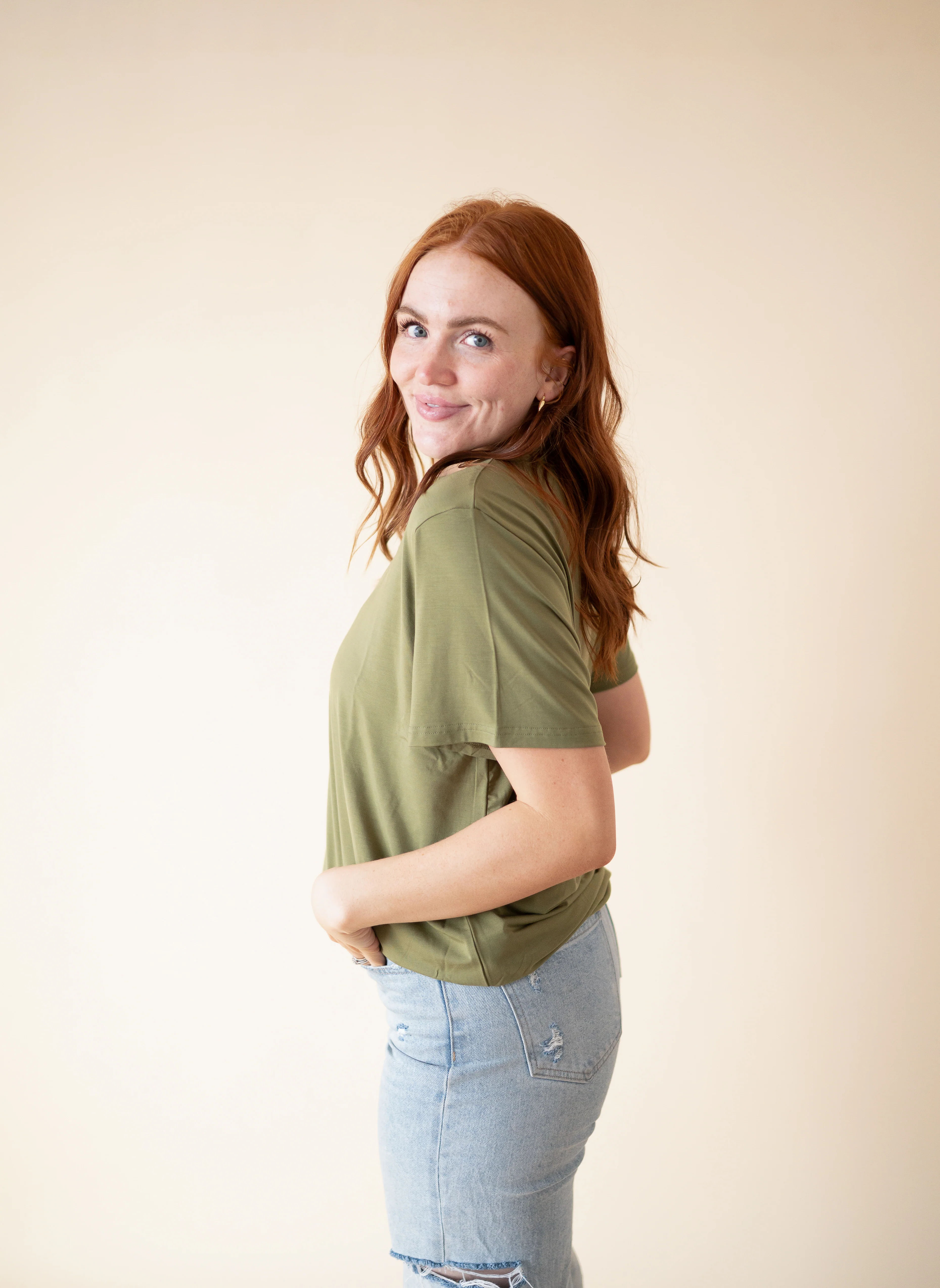 Oversized Boyfriend Tee - Olive - Ploom Collective - Tencel™ Modal - Image 7