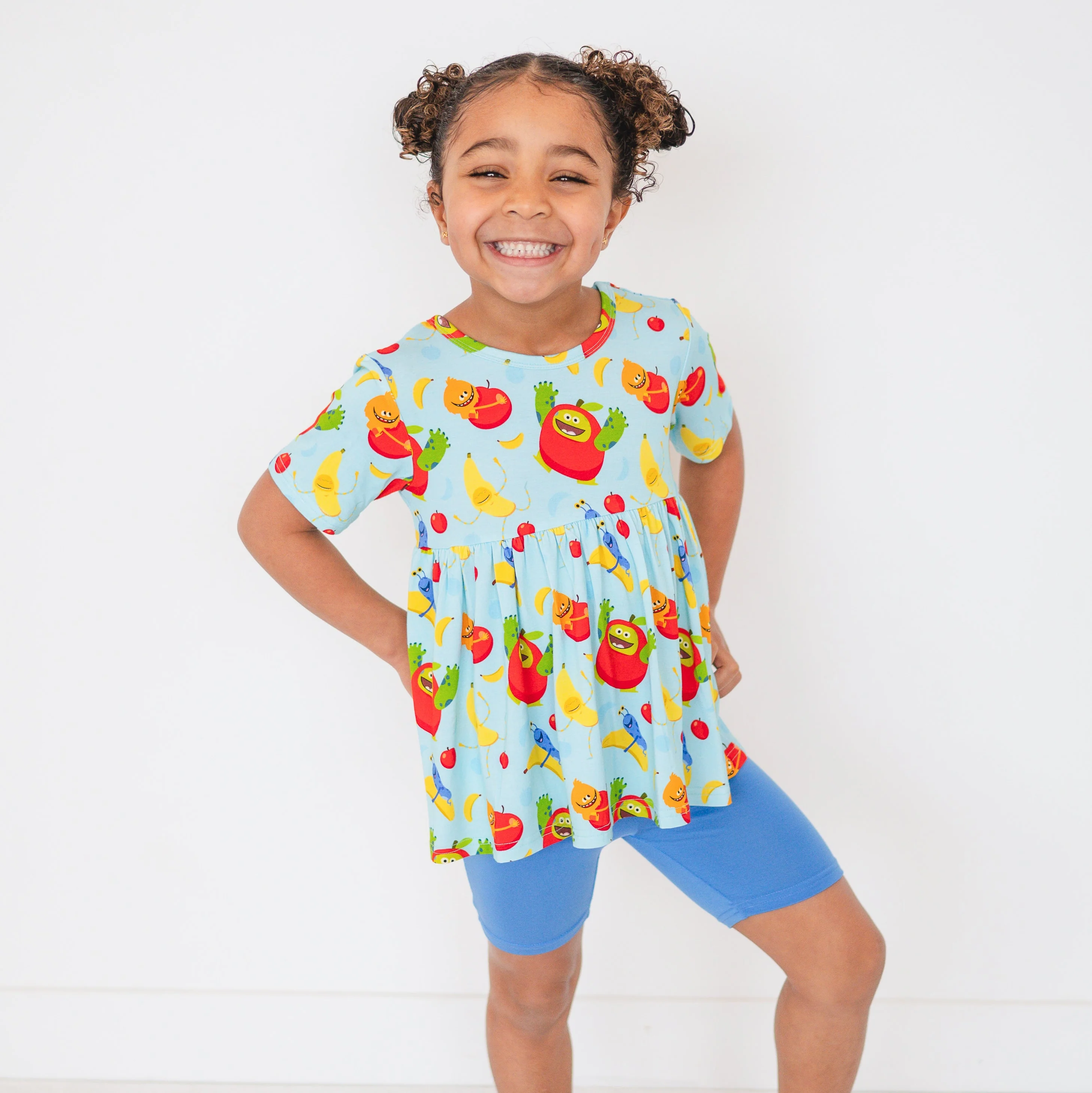 Short Sleeve Peplum Top - Super Simple™ Apples & Bananas - Luxe Bamboo - Image 7