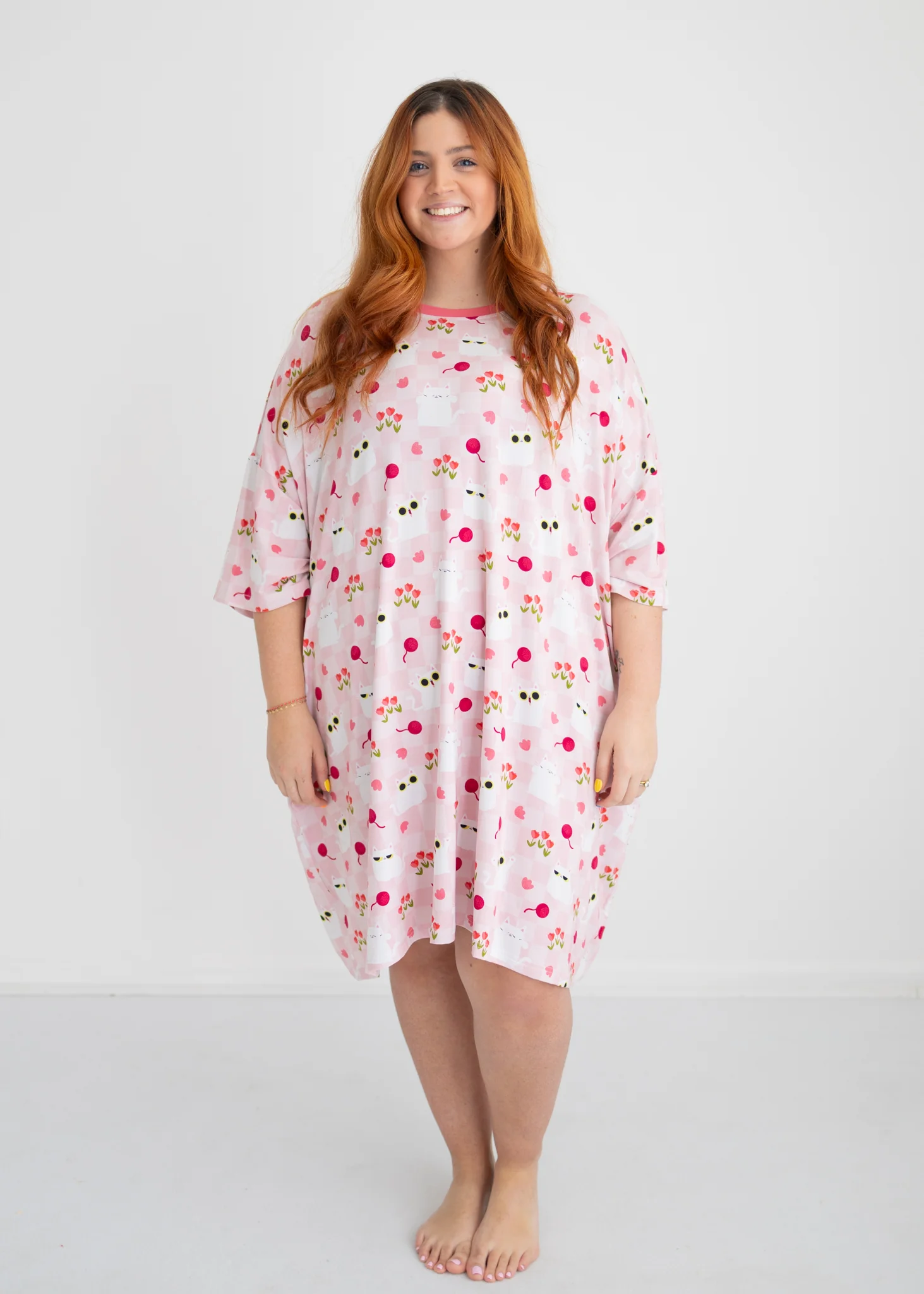 Adult Mega Sleep Tee - Super Simple™ Peek-a-Boo Cat - Tencel™ Modal - Image 5