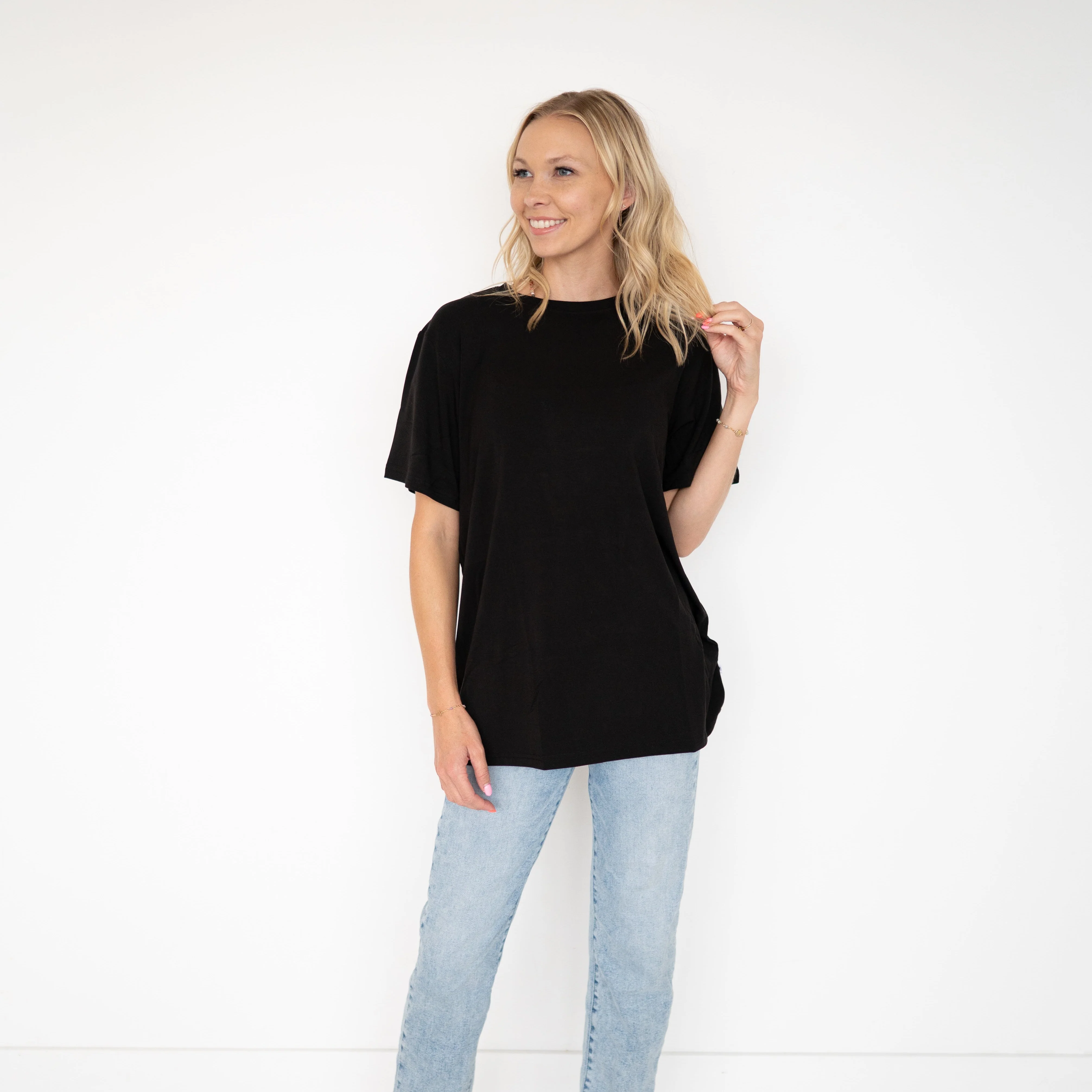 Oversized Boyfriend Tee - Obsidian -  Ploom Collective - Luxe Bamboo - Image 4